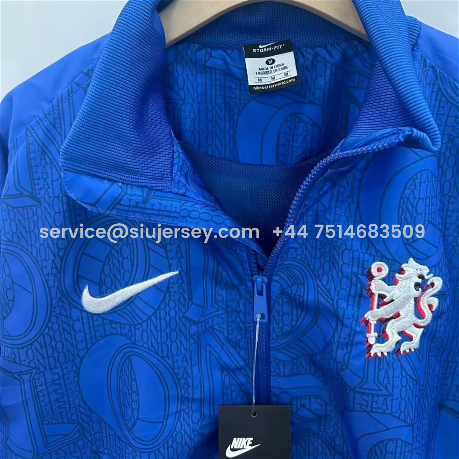 SIUjerseys-C.H.E.L.S.E.A 25-26 Subtle Letter Pattern Windbreaker Jacket - Blue