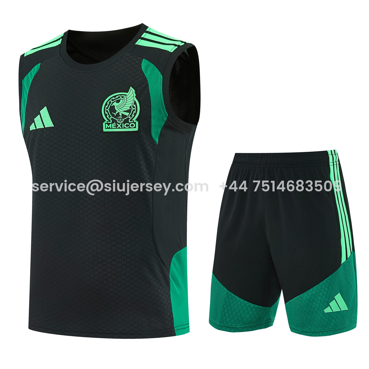 SIUjerseys-Mexico 2026 Vest Training Set - Black With Green Vest and Shorts