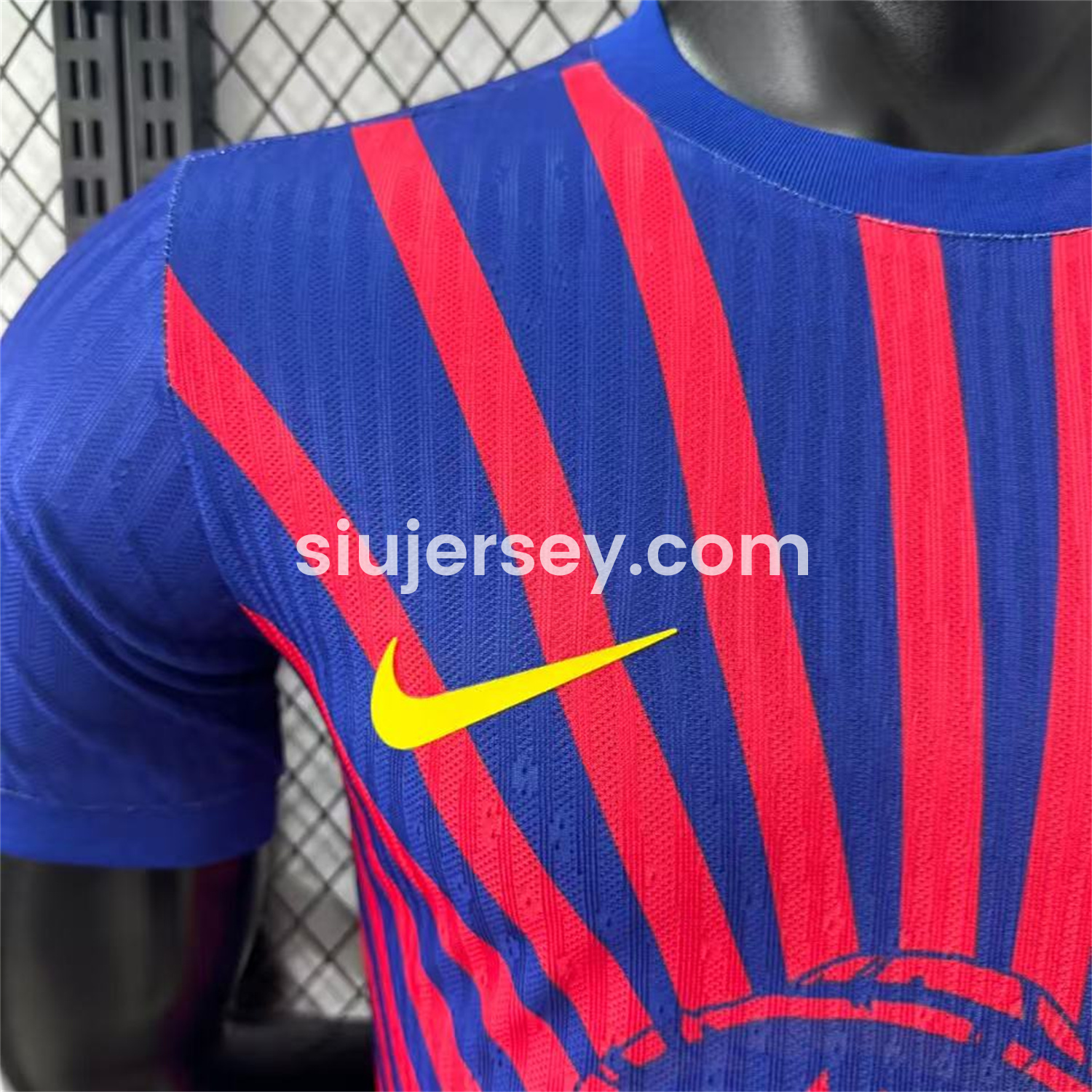 SIUjerseys-Barcelona 25-26 One Piece Red Silhouette Special Blue Jersey - Player Version