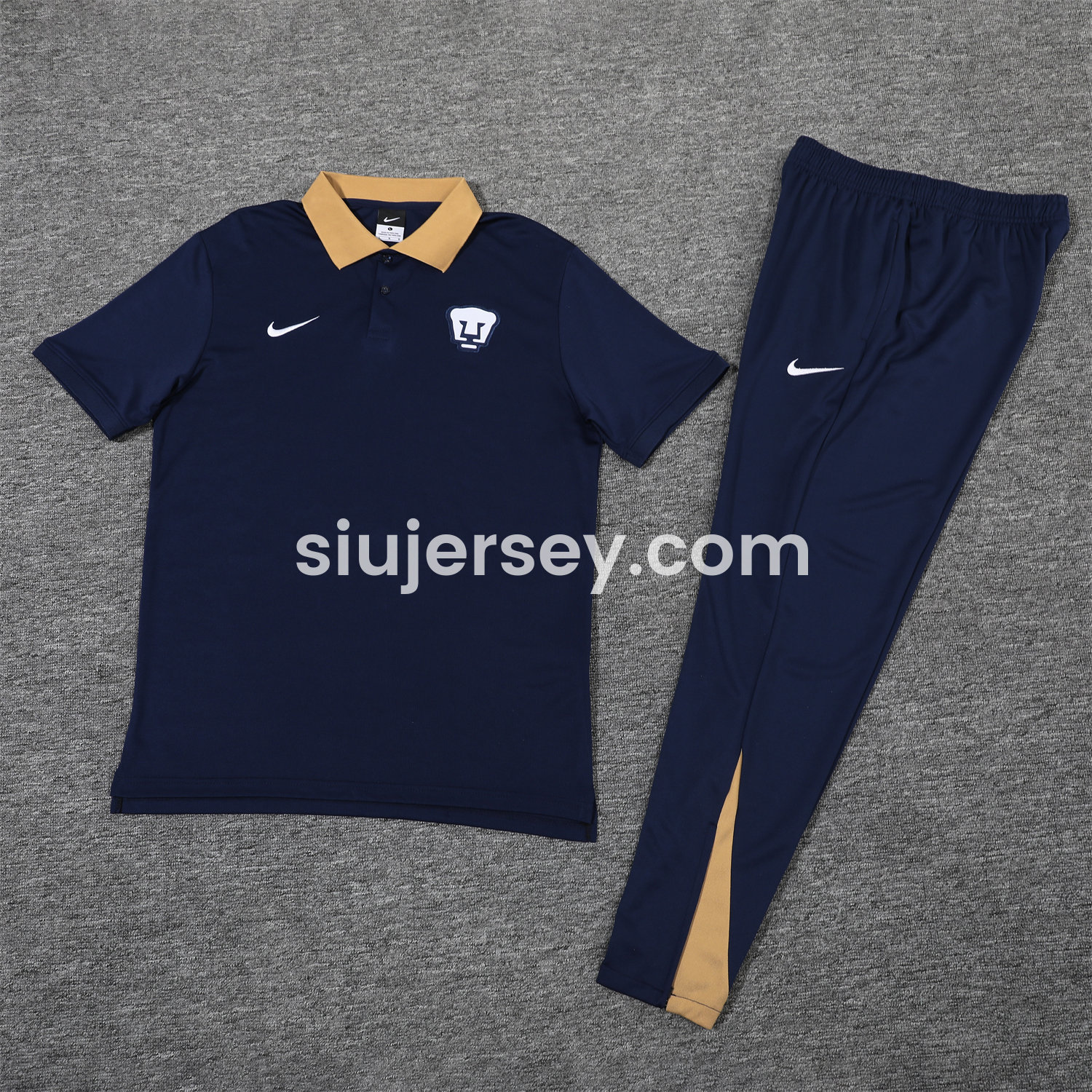 SIUjerseys-Pumas UNAM 25-26 POLO Short-Sleeve Training Set - Deep Blue Top and Pants