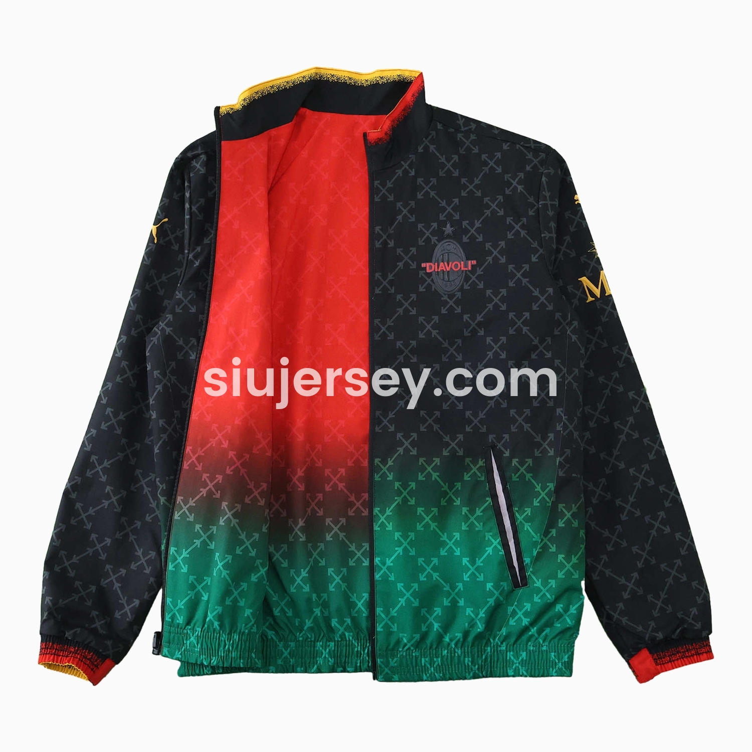 SIUjerseys-AC Milan 24-25 Fourth “Diavoli” Special Edition Double Sided Reversible Windbreaker - Black & Red