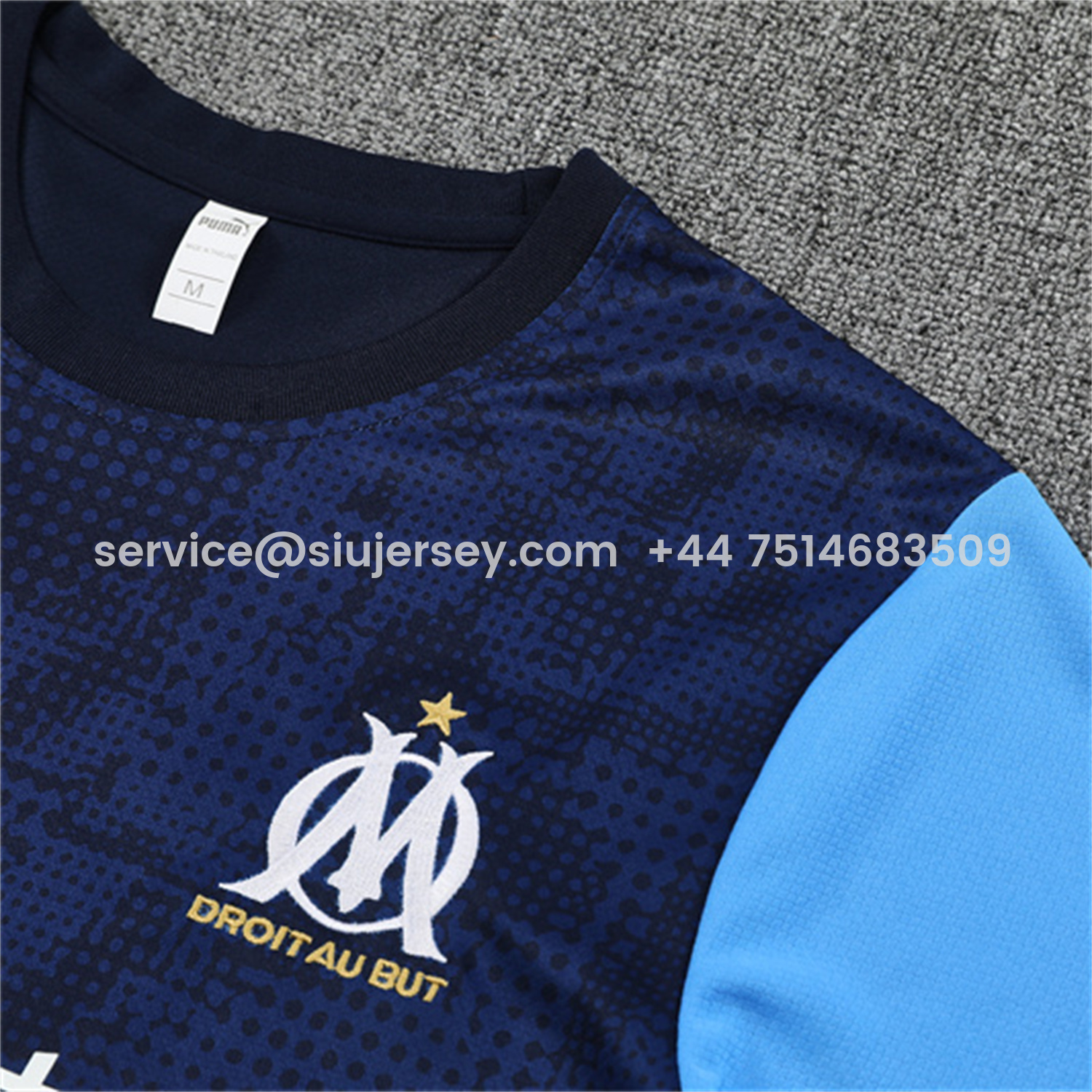 SIUjerseys-Marseille 25-26 Short-Sleeve Training Set - Royal Blue Top & Royal Blue Shorts