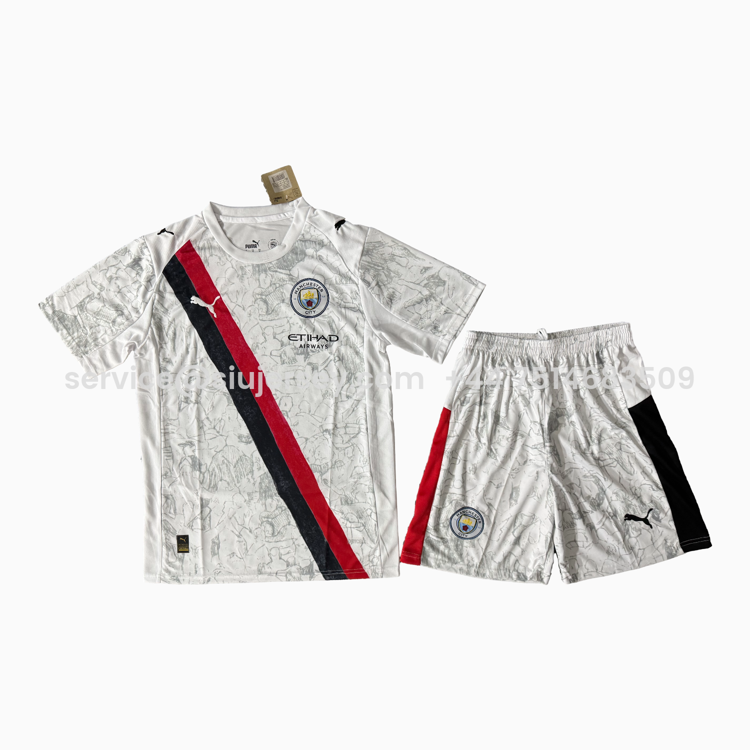 SIUjerseys-Manchester City 25-26 Away White Men's Adult Jersey Set - Fans Version