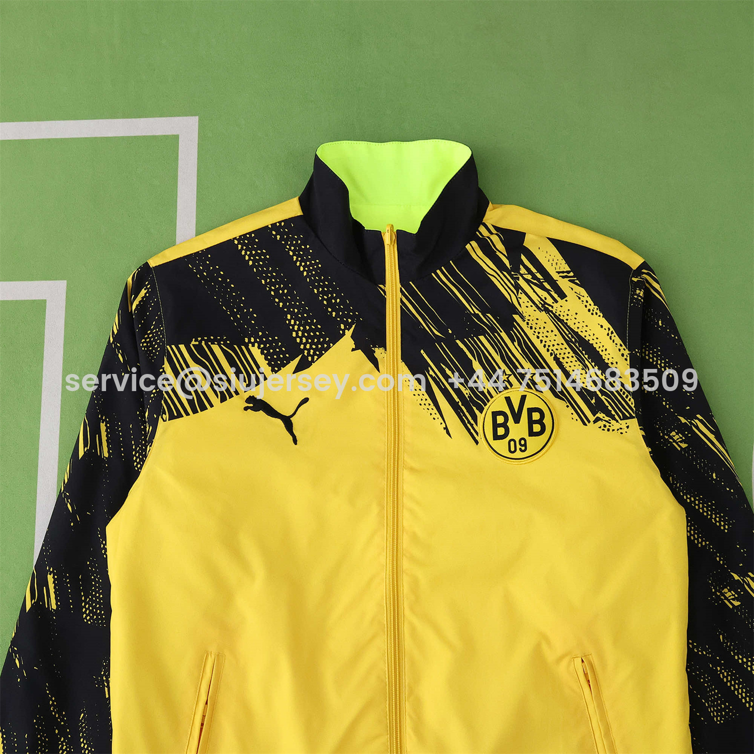SIUjerseys-Dortmund 25-26 Double Sided Reversible Windbreaker - Green & Yellow