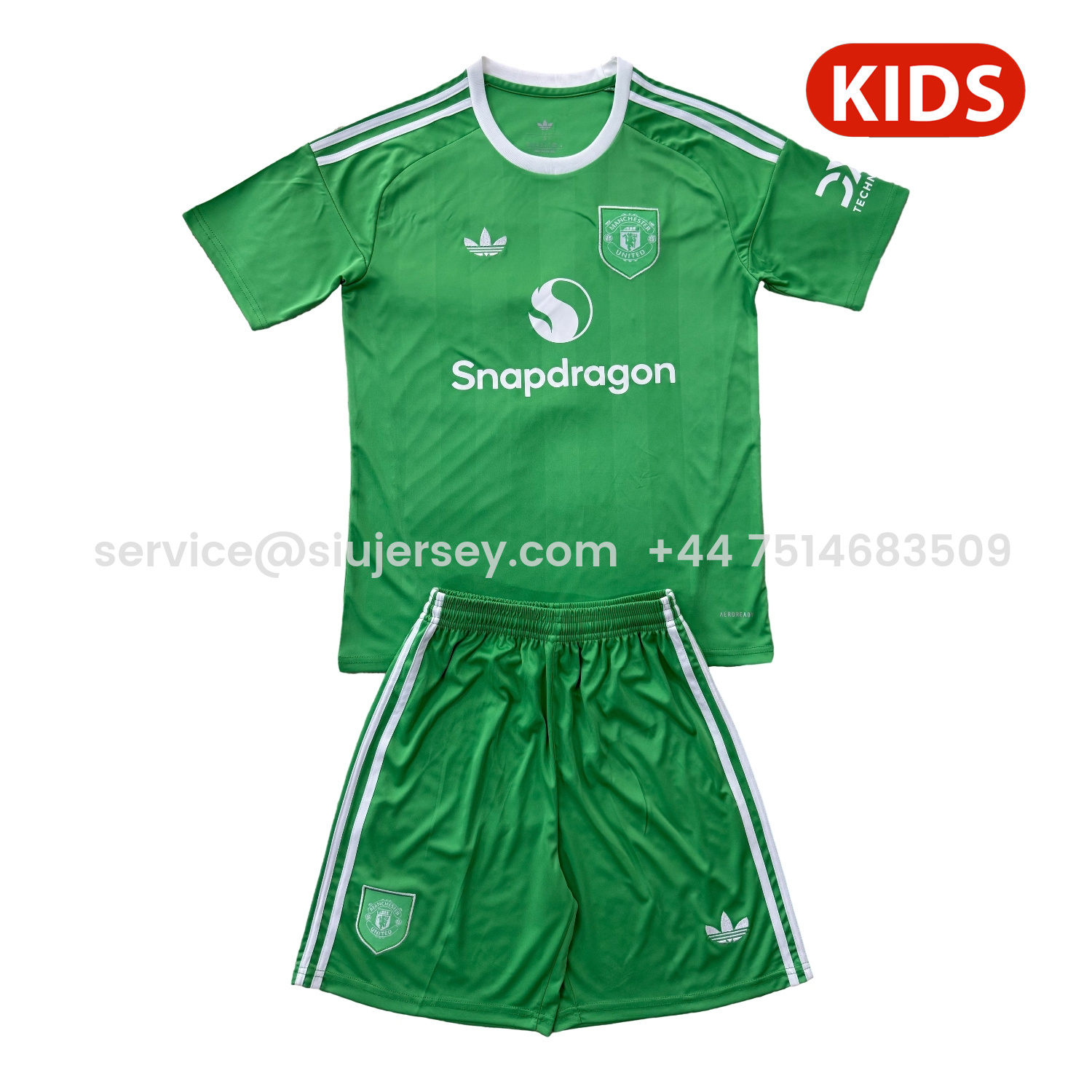 SIUjerseys-Manchester United 25-26 Green Goalkeeper Kids Kit