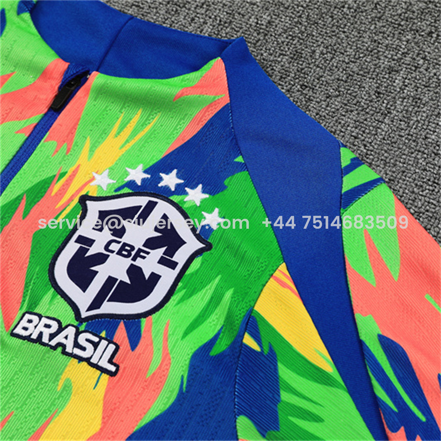 SIUjerseys-Brazil 25-26 Long Sleeve Training Set - Colorful Camouflage Top & Royal Blue Pants