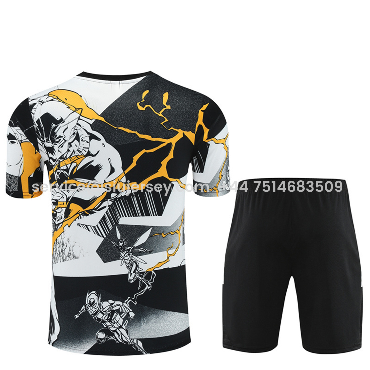 SIUjerseys-Real Madrid 25-26 Thunder Comics Short-Sleeve Training Set - Comic Pattern Top & Shorts
