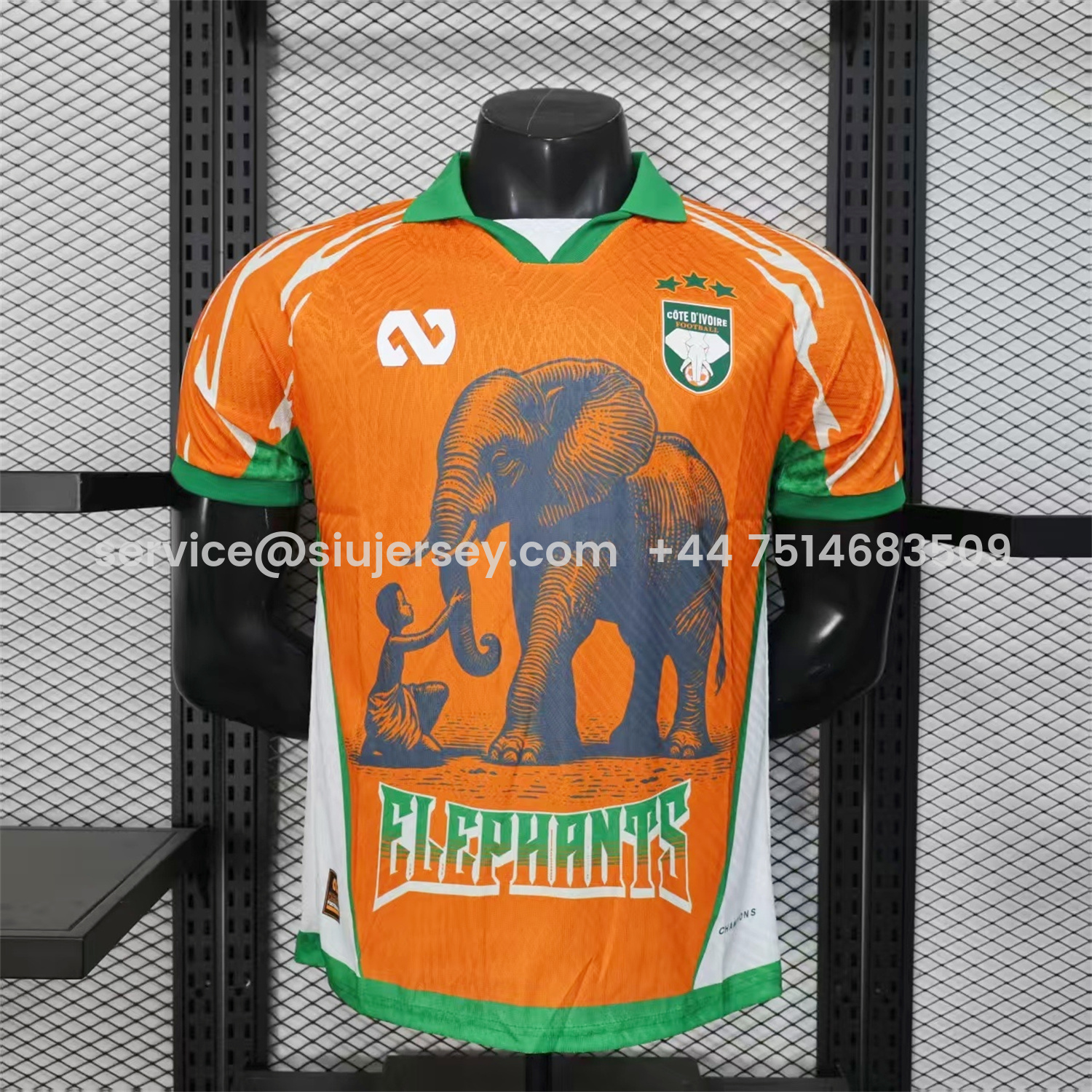SIUjerseys-Ivory Coast 25-26 Elephant And Kid Orange Jersey - Player Version