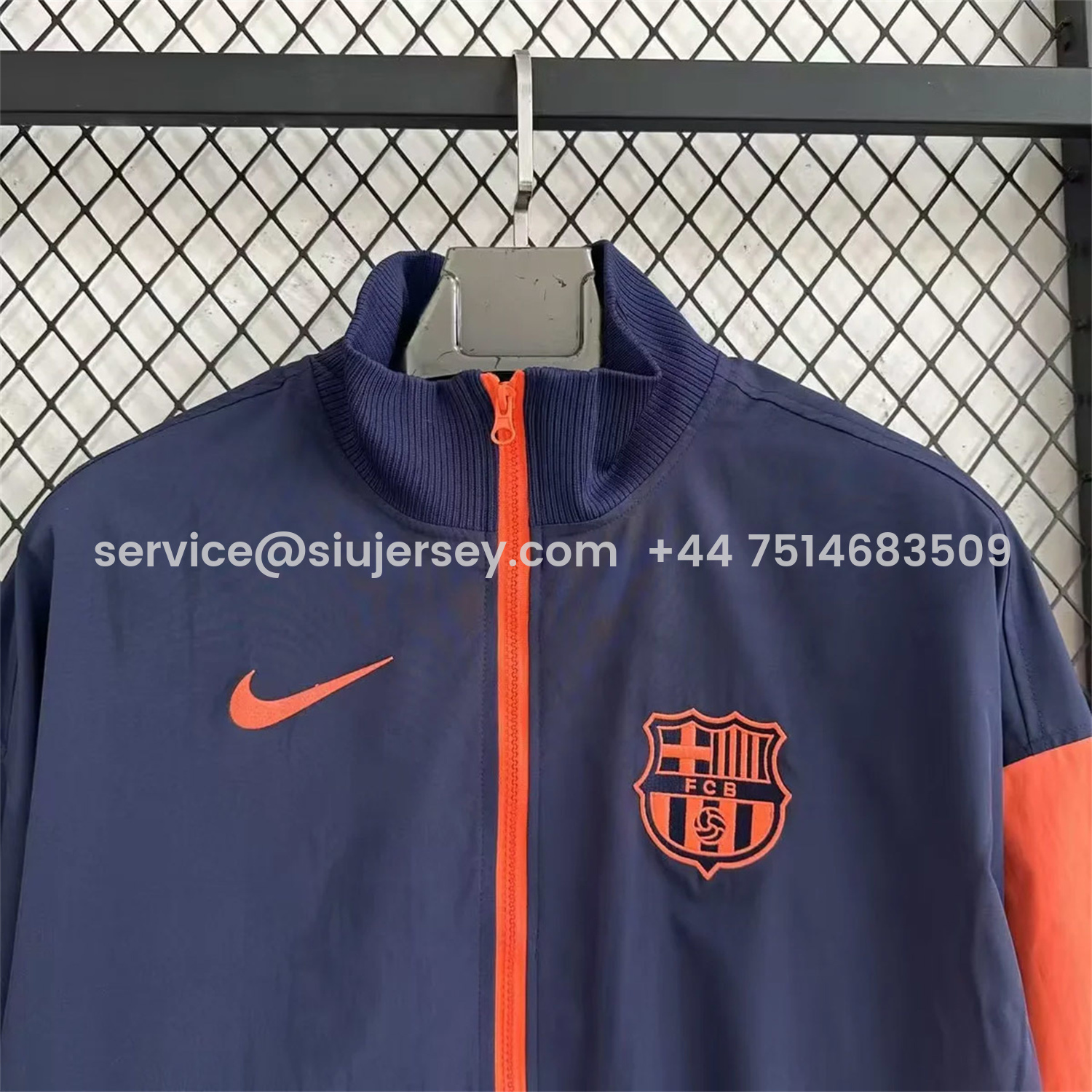 SIUjerseys-Barcelona 25-26 Windbreaker Jacket - Dark Blue And Orange