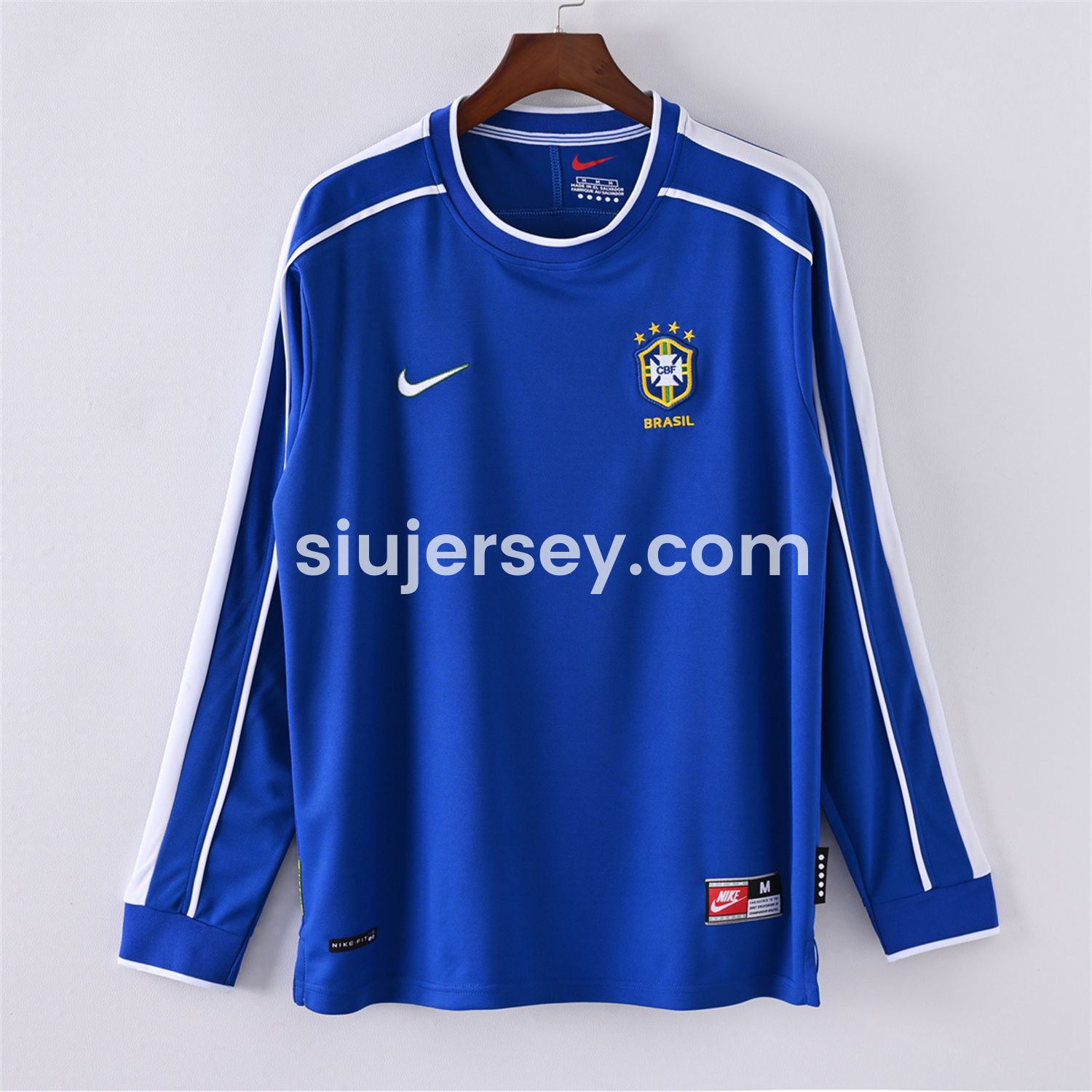 SIUjerseys-Retro Brazil 1998 Away Long Sleeves Jersey