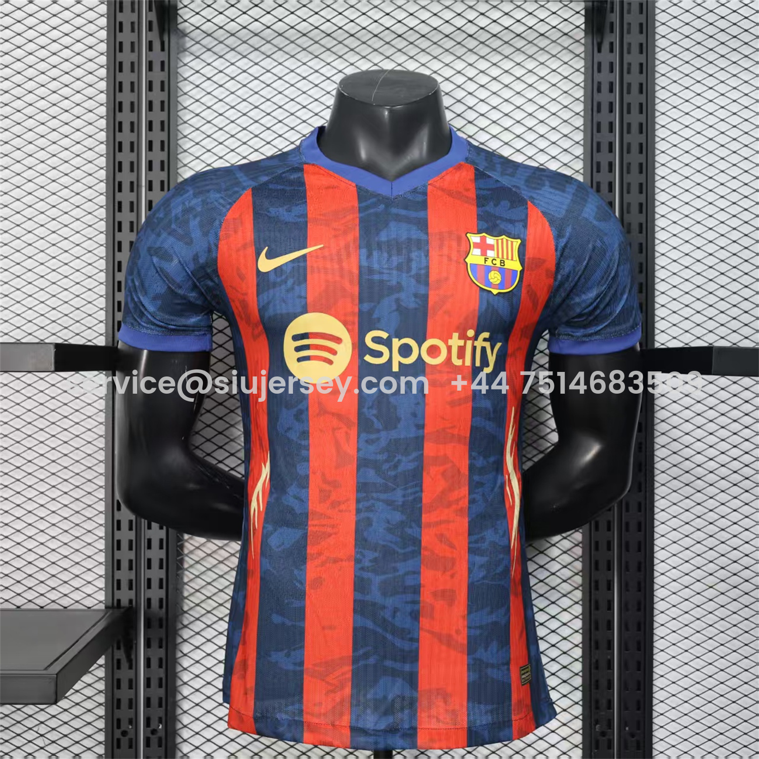 SIUjerseys-Barcelona 25-26 Yellow Spotify Logo Red & Blue Lines Special Jersey - Player Version