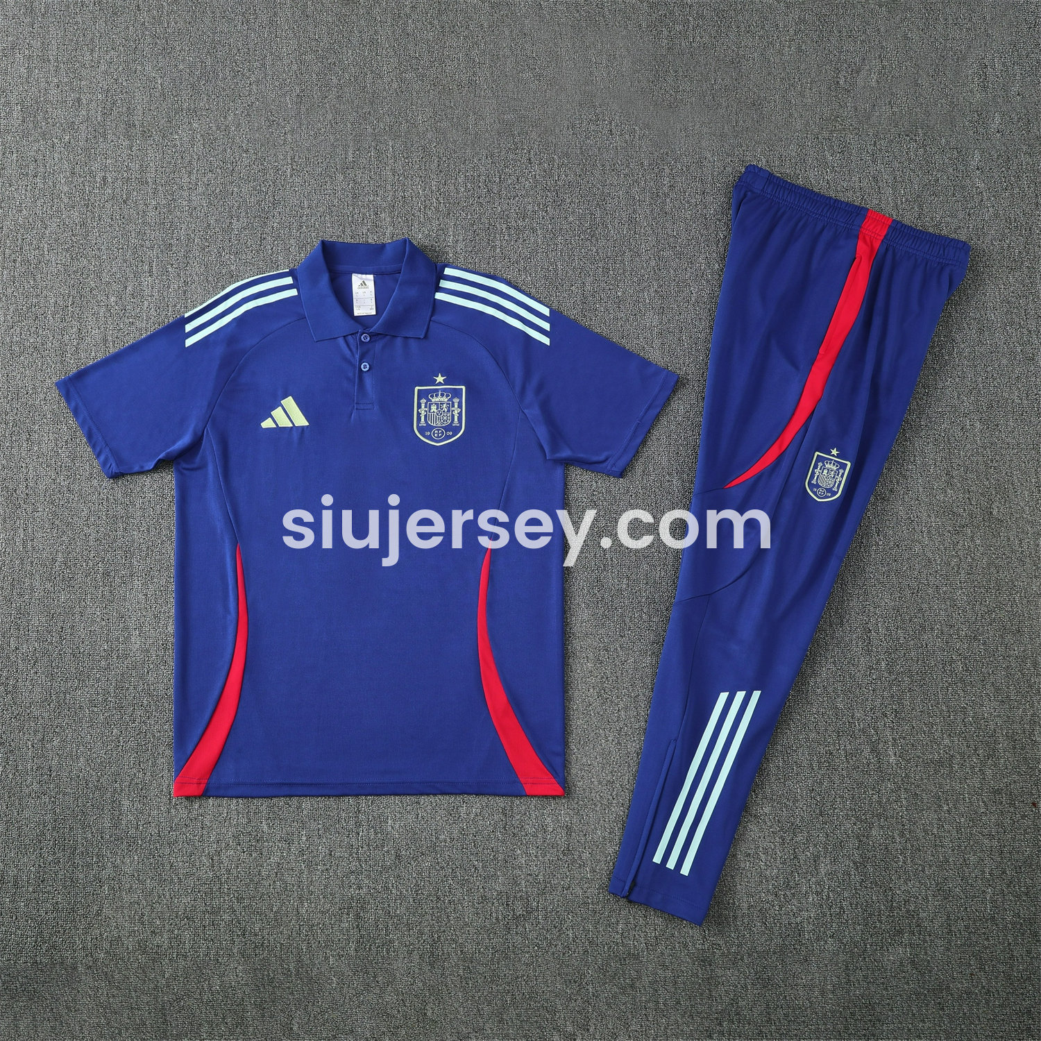 SIUjerseys-Spain 25-26 POLO Short-Sleeve Training Set - Royal Blue Top and Pants