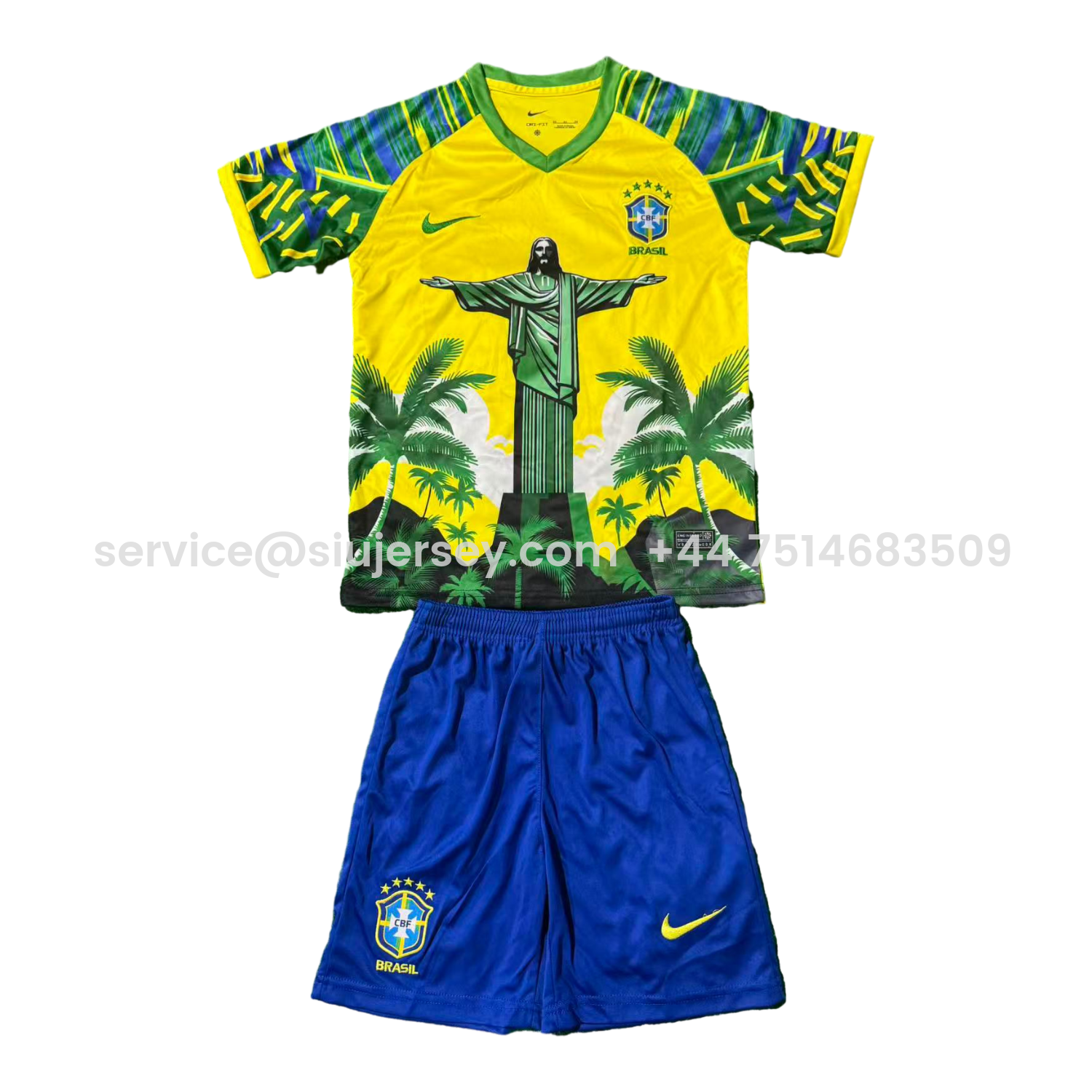 SIUjerseys-Brazil 25-26 Green Jesus Yellow Special Kids Kit
