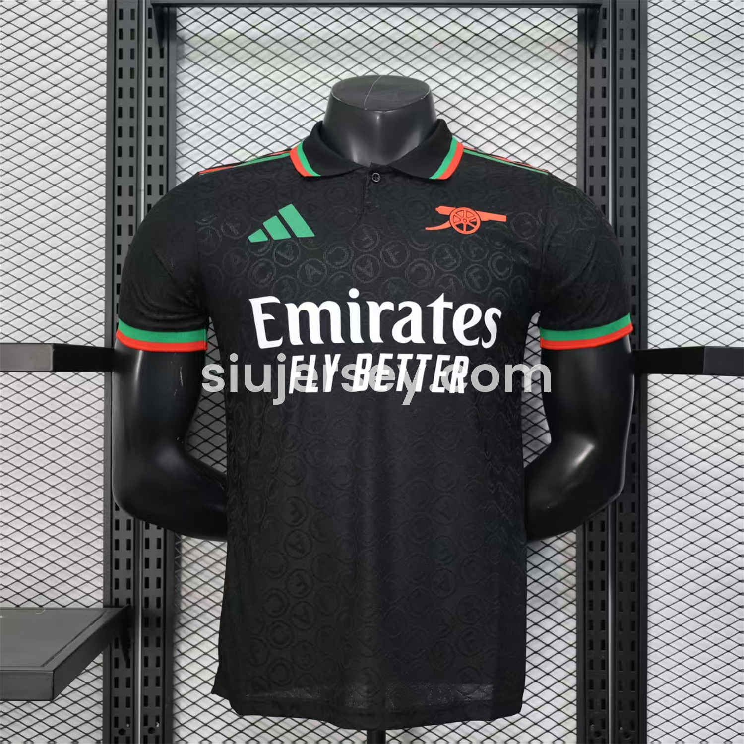 SIUjerseys-Arsenal 25-26 Black POLO Letter Pattern Special Jersey - Player Version