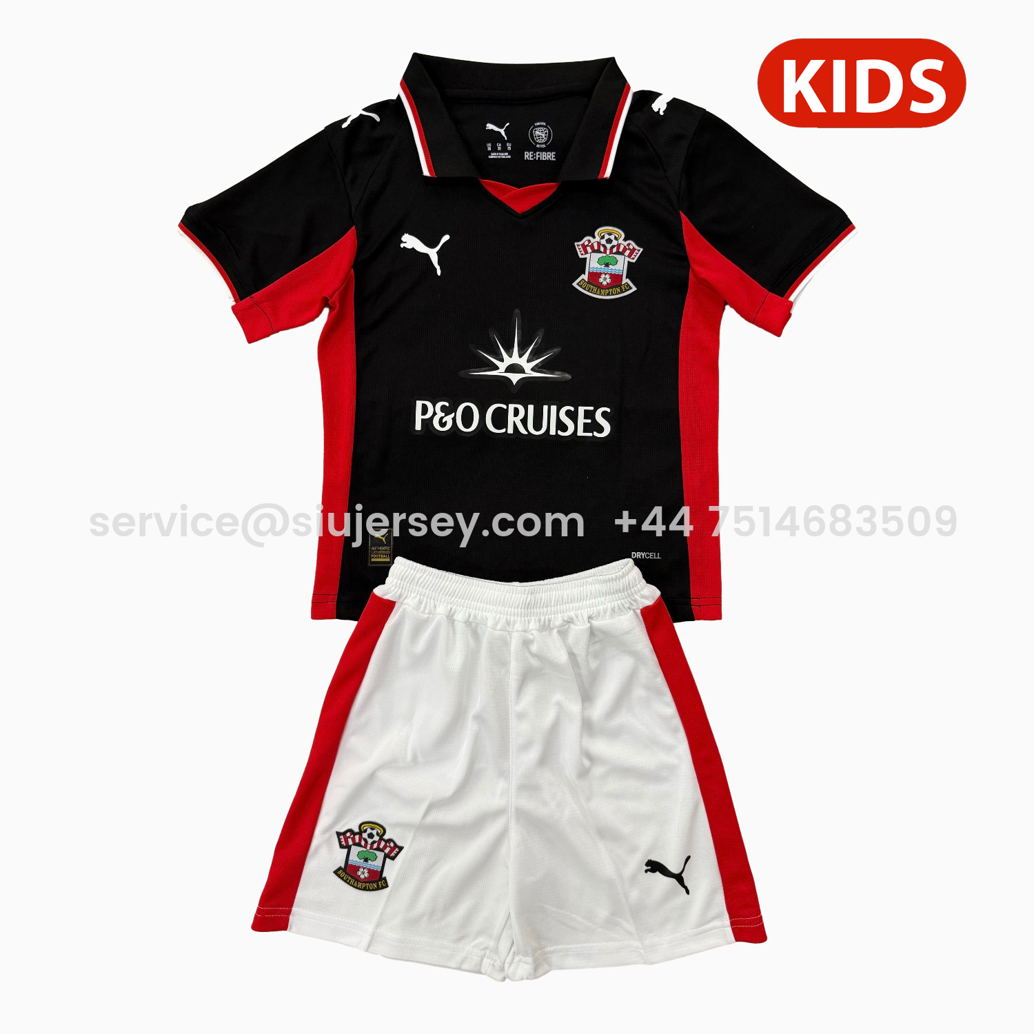 SIUjerseys-Southampton 25-26 Third Black Kids Kit