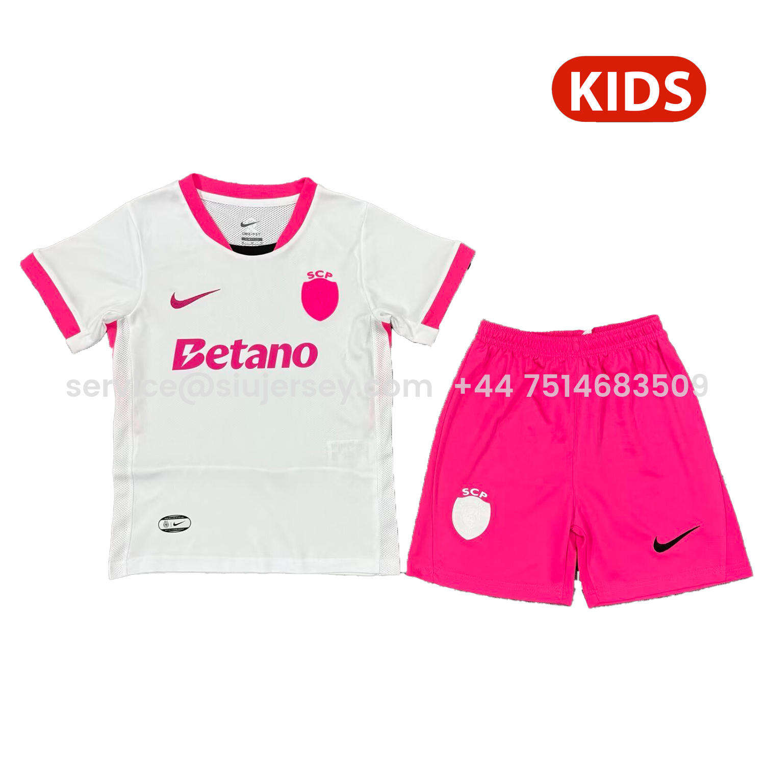 SIUjerseys-Sporting CP 25-26 Pink And White Special Kids Kit