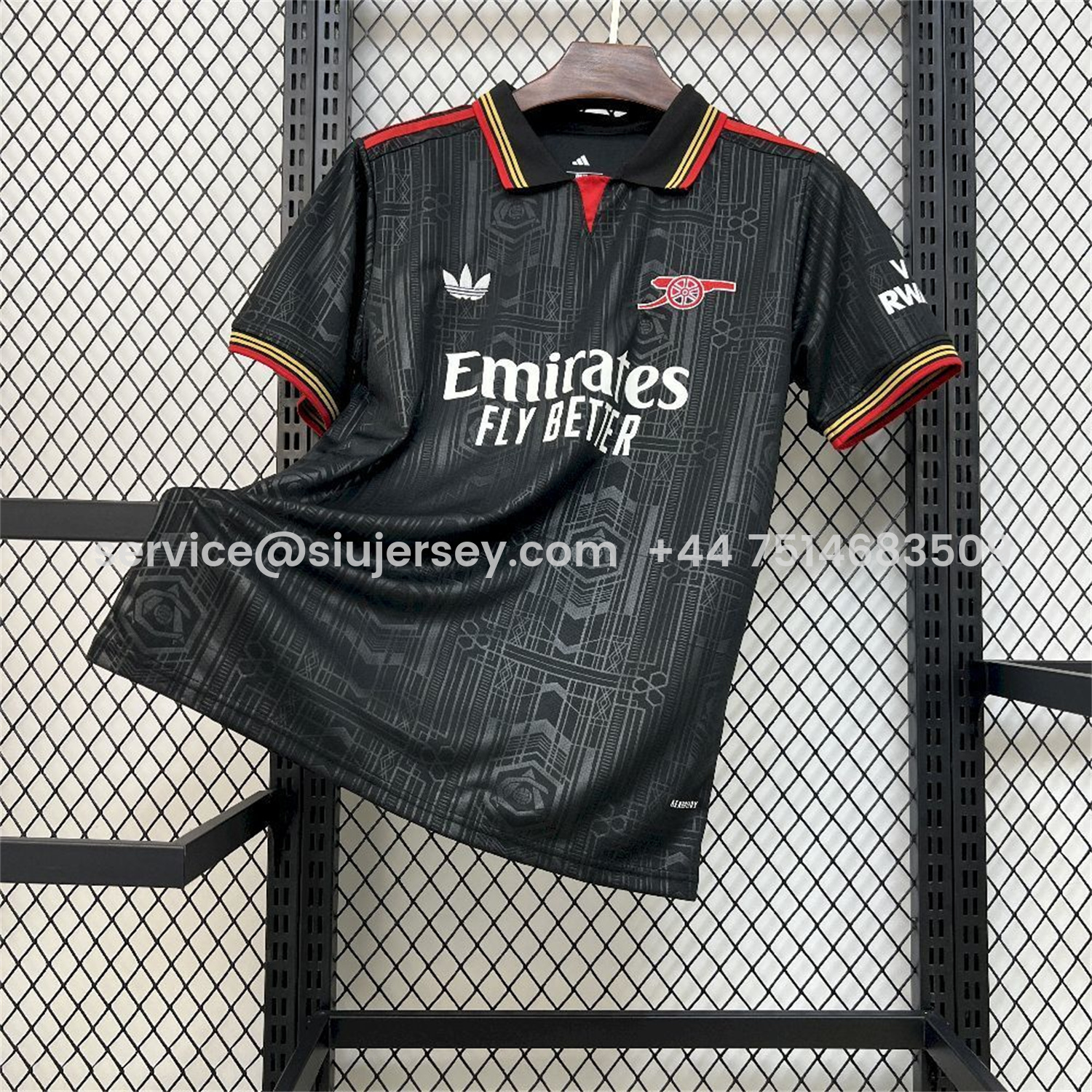 SIUjerseys-Arsenal 25-26 Black POLO Throwback Trefoil Jersey - Fans Version