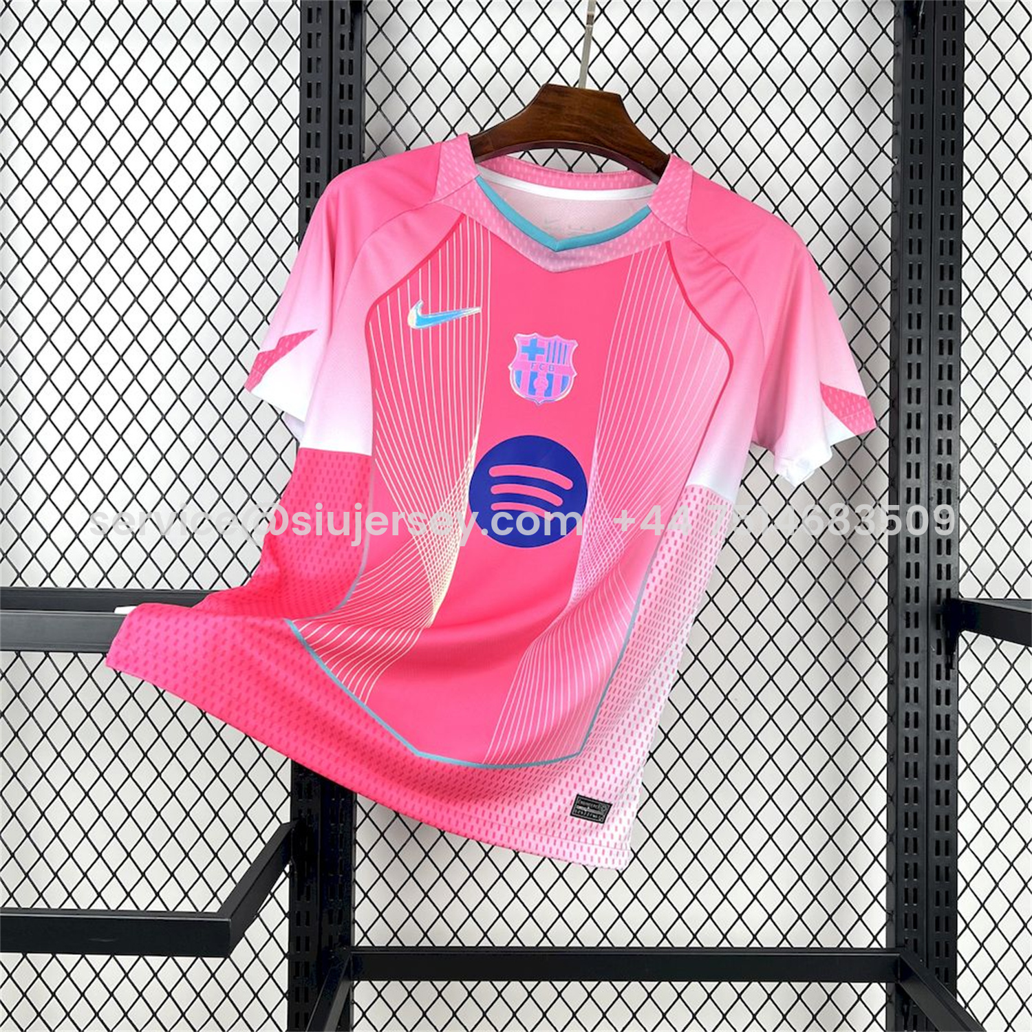 SIUjerseys-Barcelona 25-26 T90 White Lines Pink Gradient Special Jersey - Fans Version