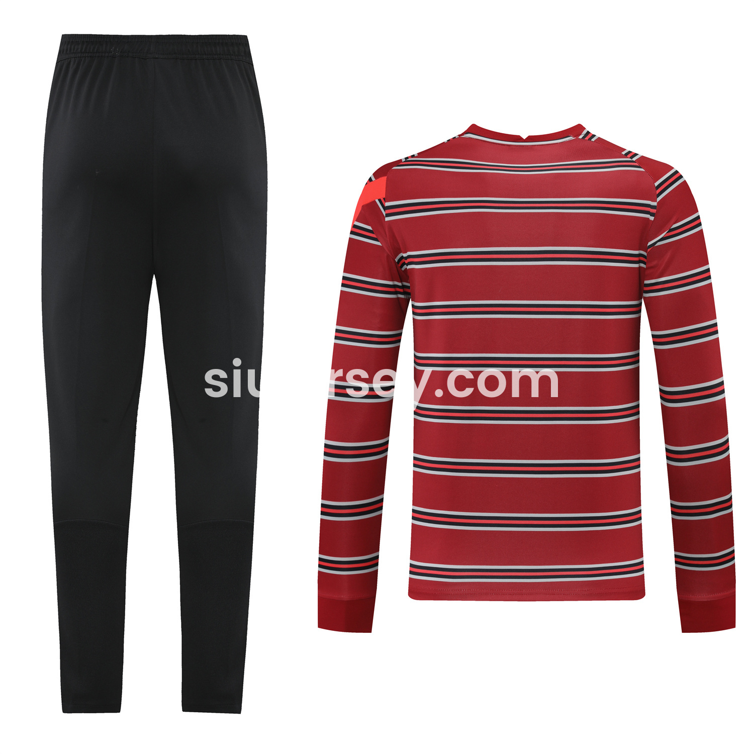 SIUjerseys-Liver.pool 24-25 Long Sleeve Training Set - Red Stripe Top and Black Pants