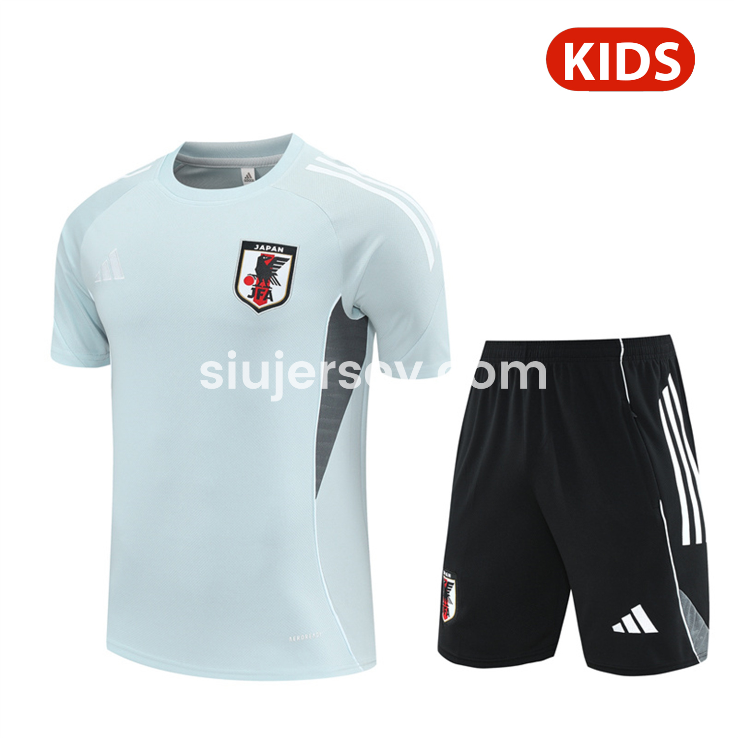 SIUjerseys-Japan 25-26 Kids Short-Sleeve Training Set - Light Blue Top and Black Shorts