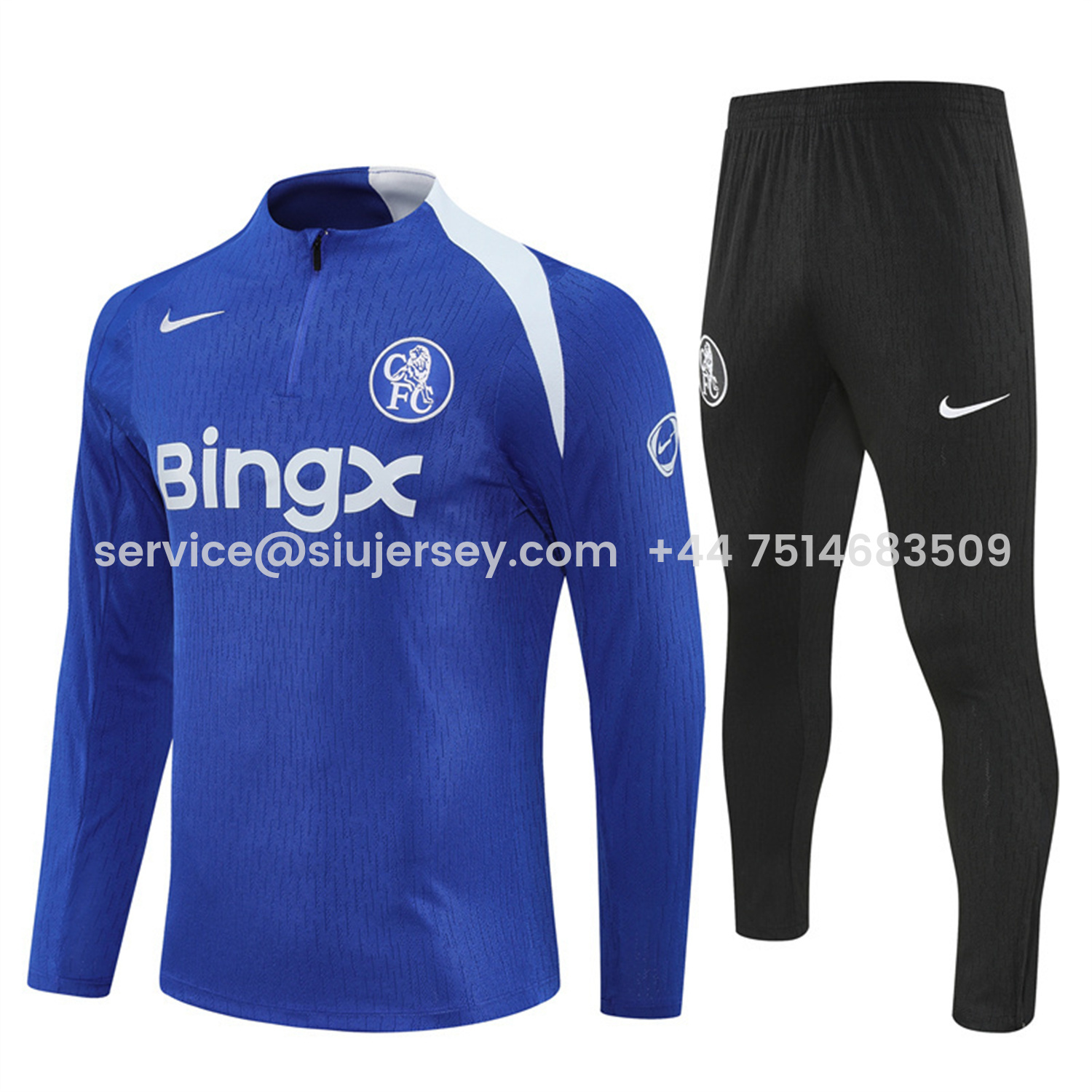 SIUjerseys-C.H.E.L.S.E.A 25-26 Long Sleeve Training Set - Player Version - Blue Top and Black Pants