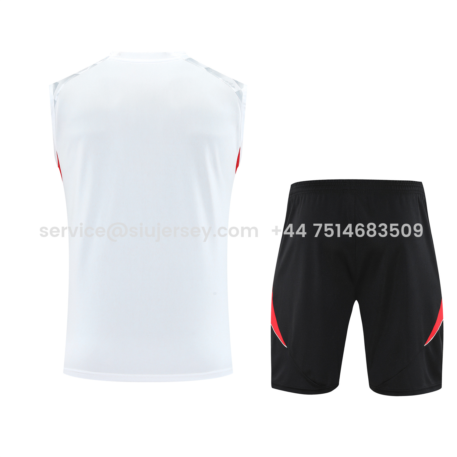 SIUjerseys-Manchester United 25-26 Vest Training Set - Red Edge White Vest & Black Shorts