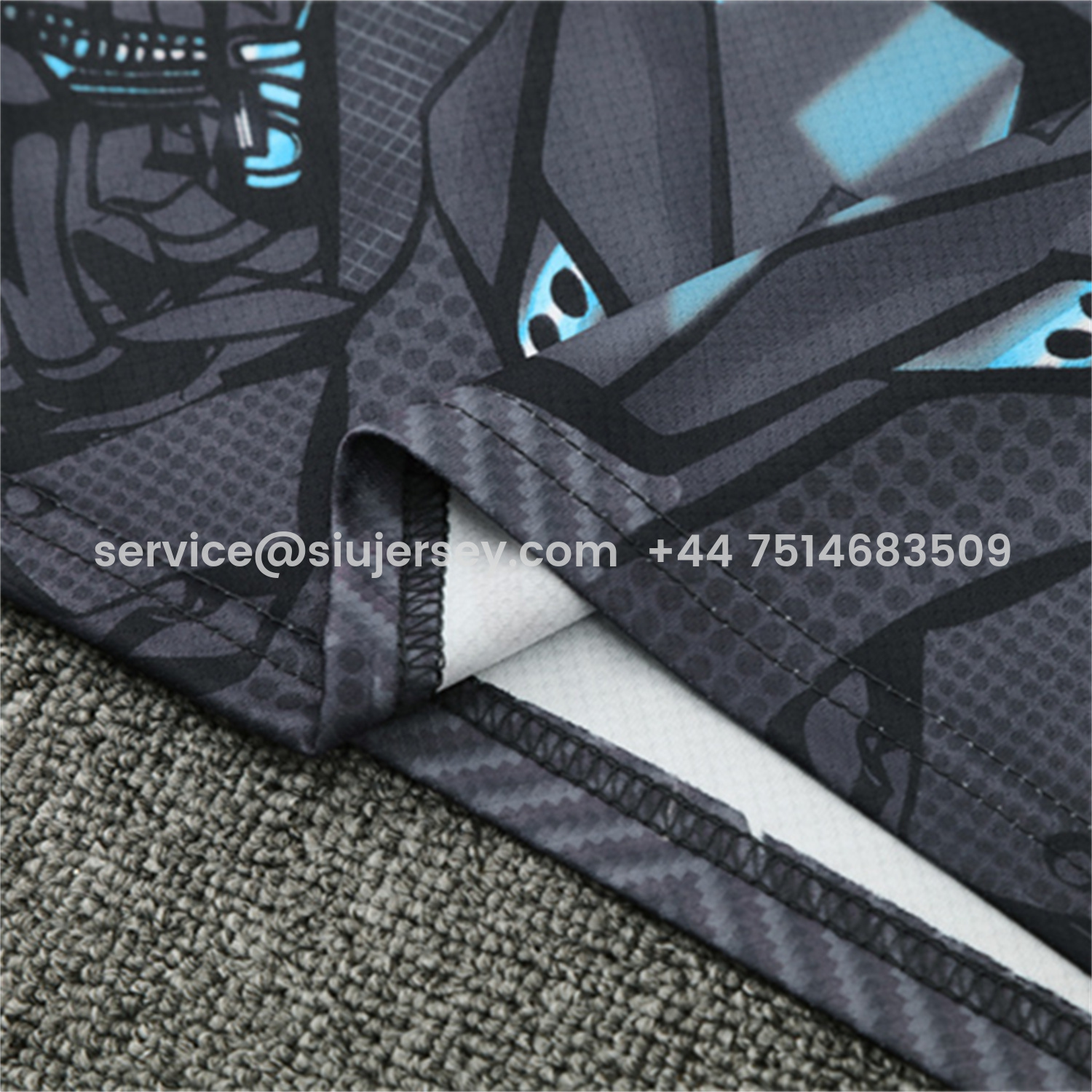 SIUjerseys-Napoli 25-26 Kids Short-Sleeve Training Set - Gray Mecha Top & Black Shorts