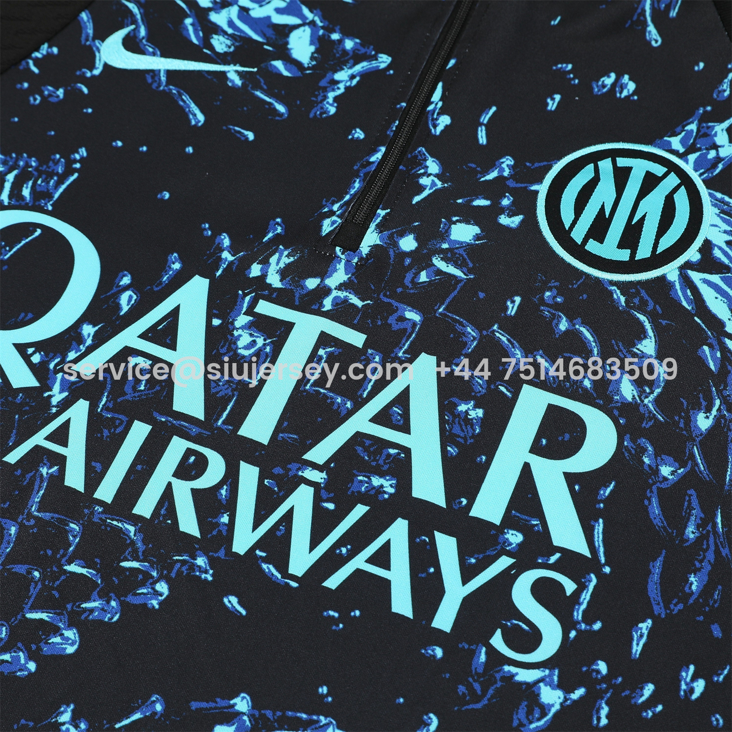 SIUjerseys-Inter Milan 25-26 Long Sleeve Training Set - Blue Dragon Scales Top & Black Pants