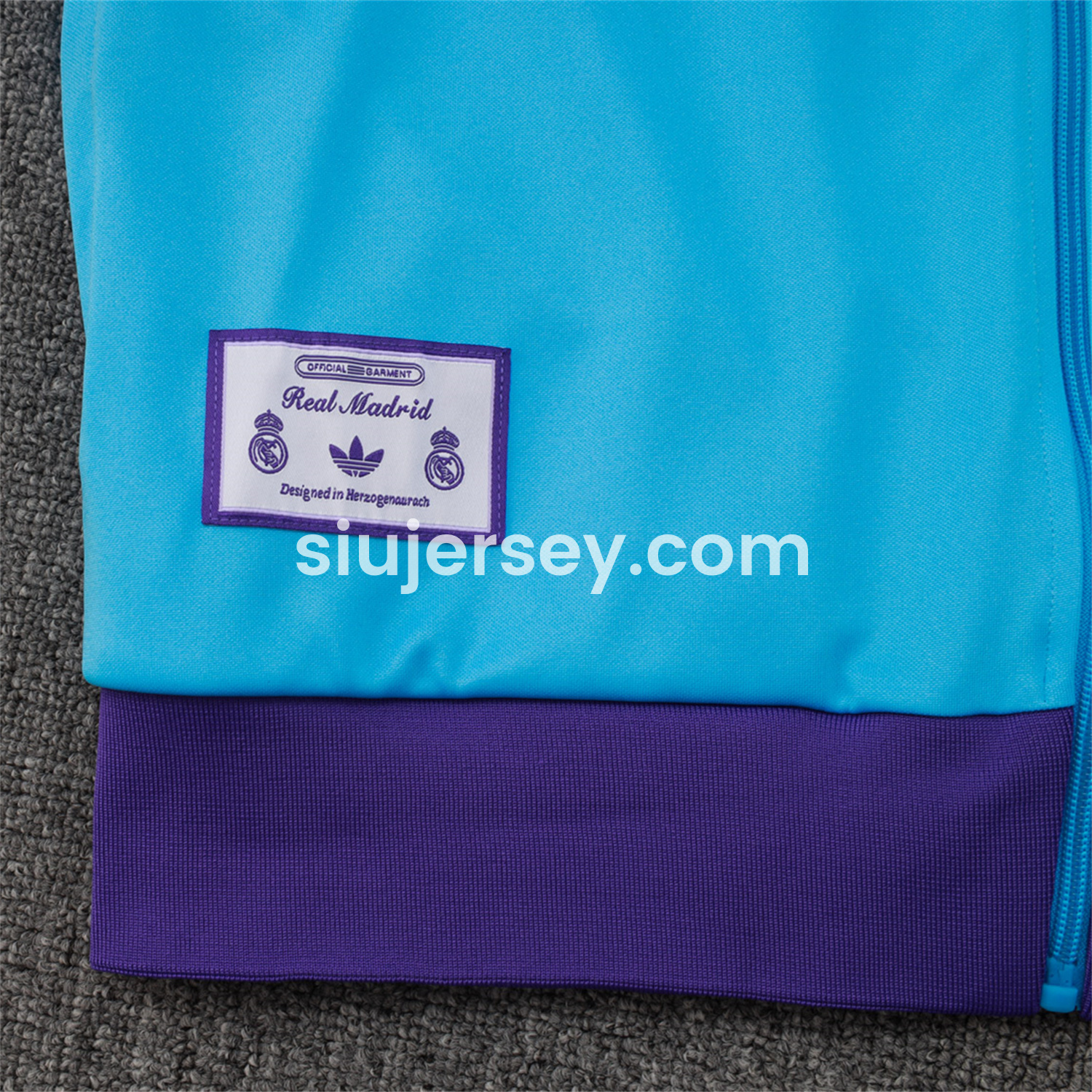 SIUjerseys-Real Madrid 25-26 Throwback Trefoil Jacket Training Tracksuit - Blue Jackets & Purple Pants