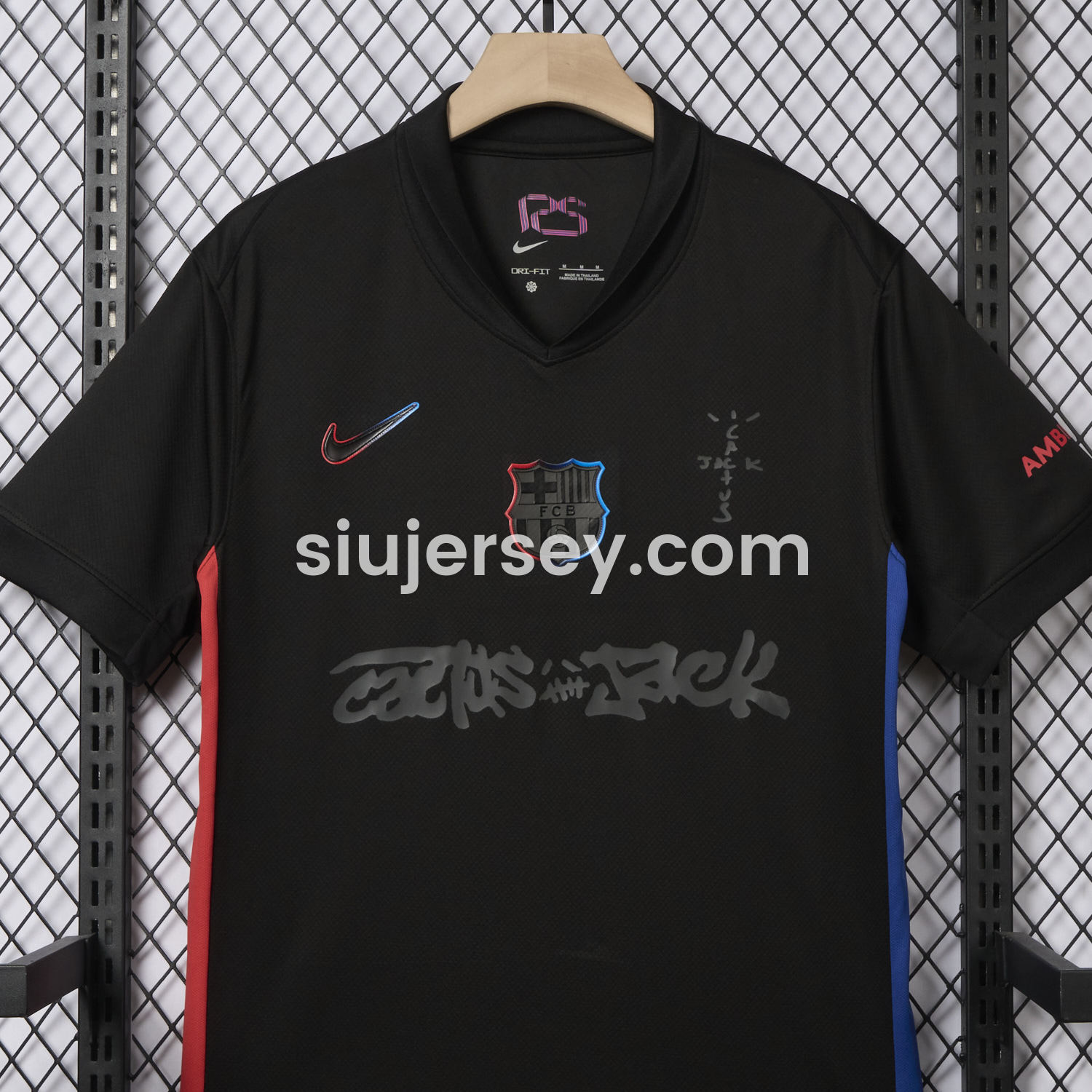 SIUjerseys-Barcelona x Travis Scott 24-25 Away Pure Black Jersey - Fans Version