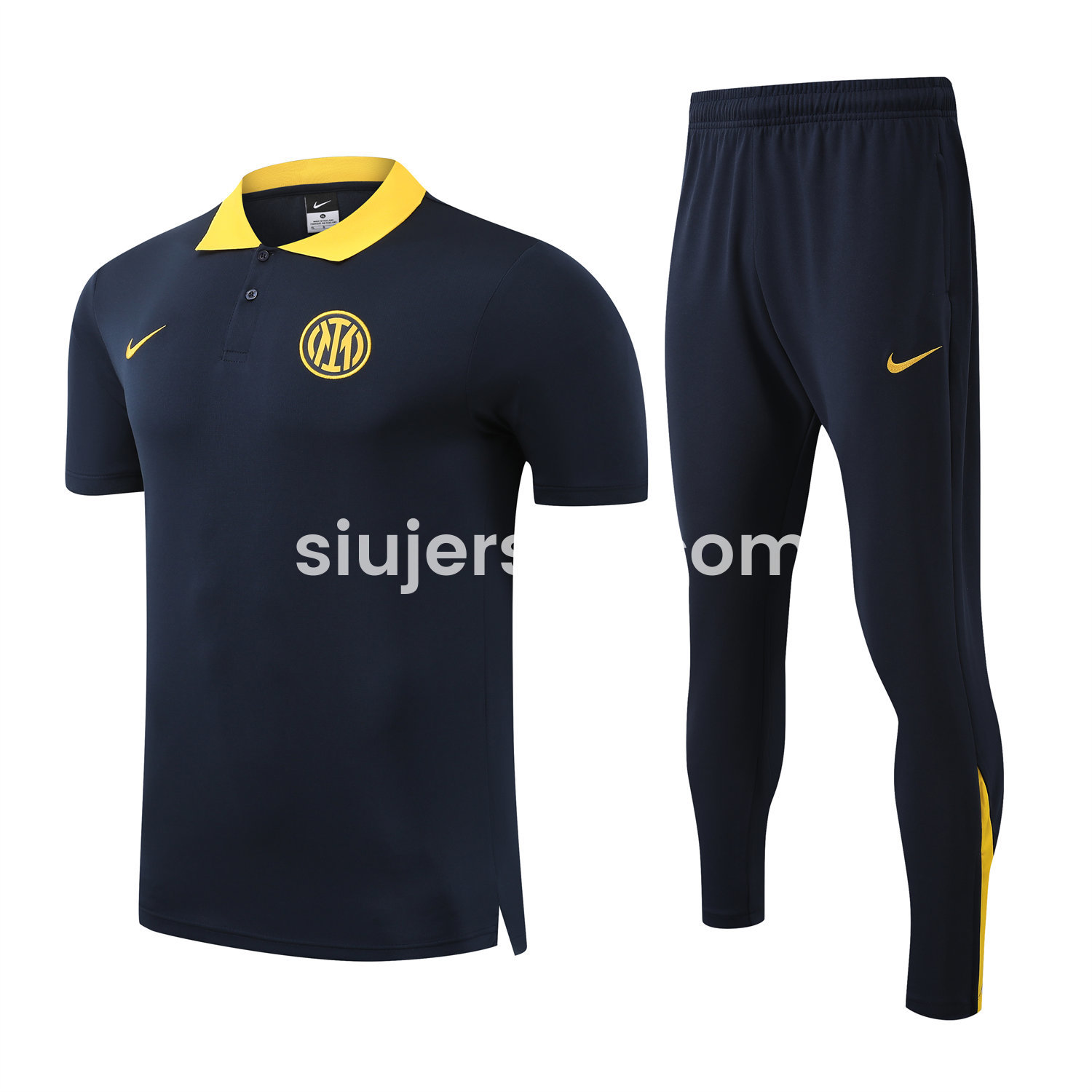 SIUjerseys-Inter Milan 25-26 POLO Short-Sleeve Training Set - Black Top and Pants