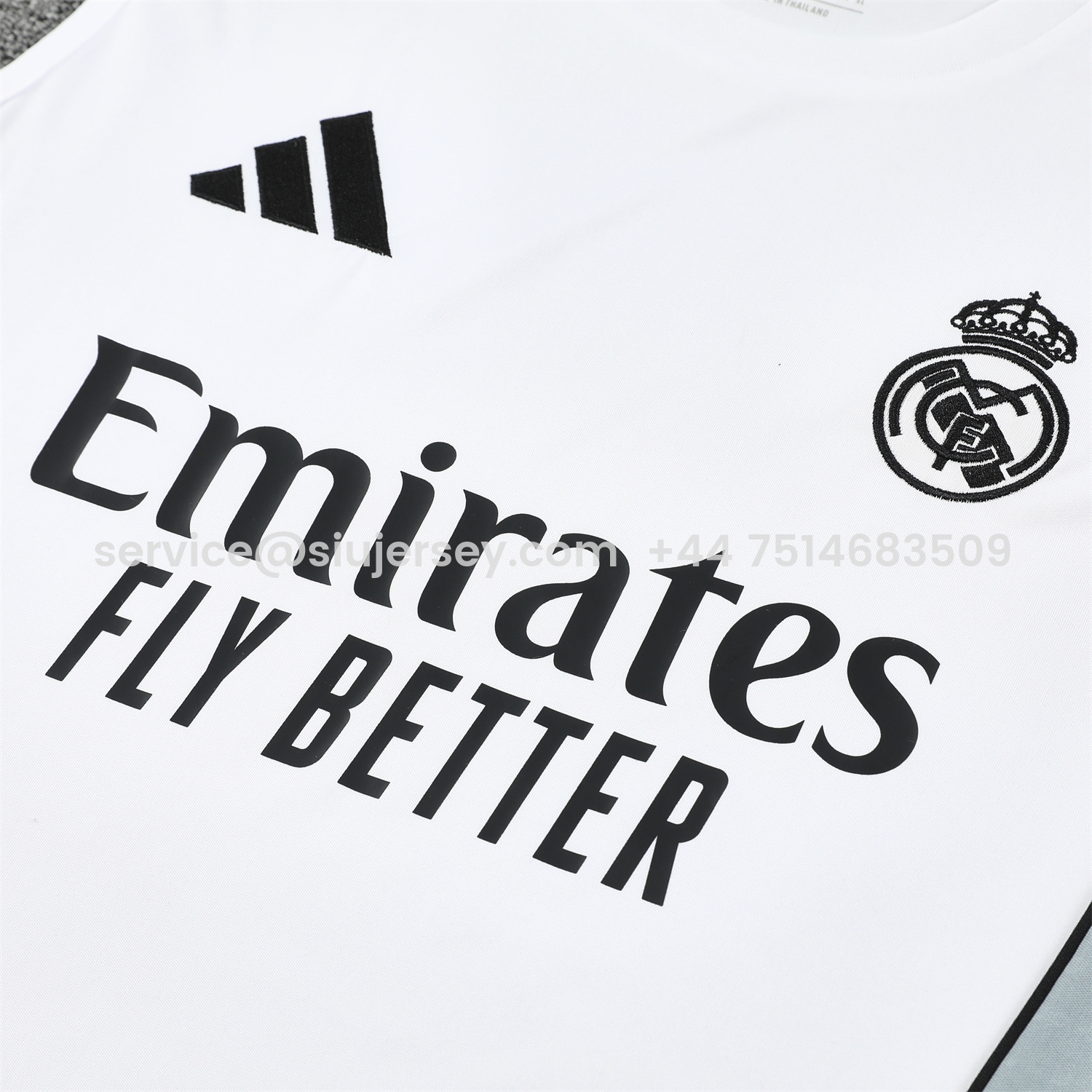 SIUjerseys-Real Madrid 25-26 Vest Training Set - Grey And White Vest & Black Shorts