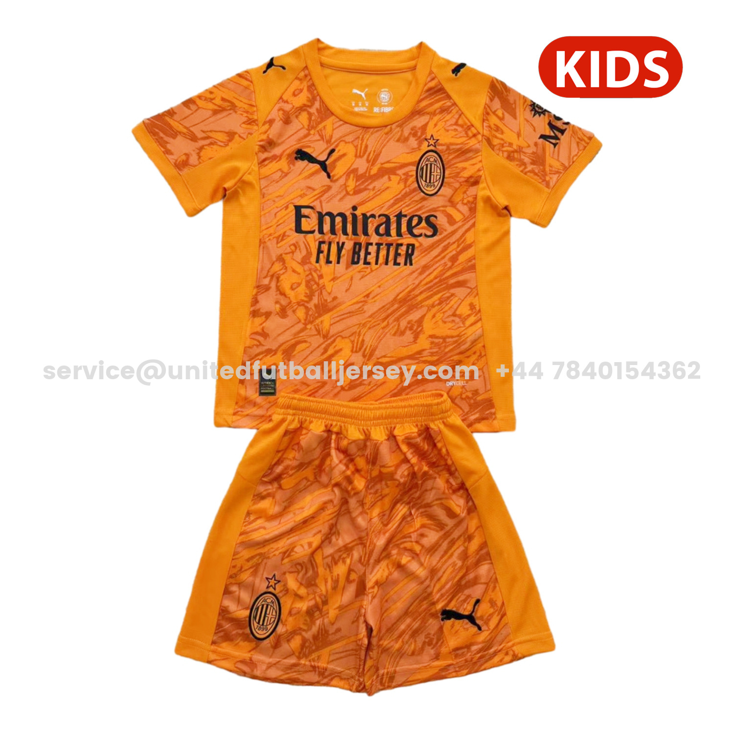 unitedfutballjersey-AC Milan 25-26 Orange Goalkeeper Kids Kit