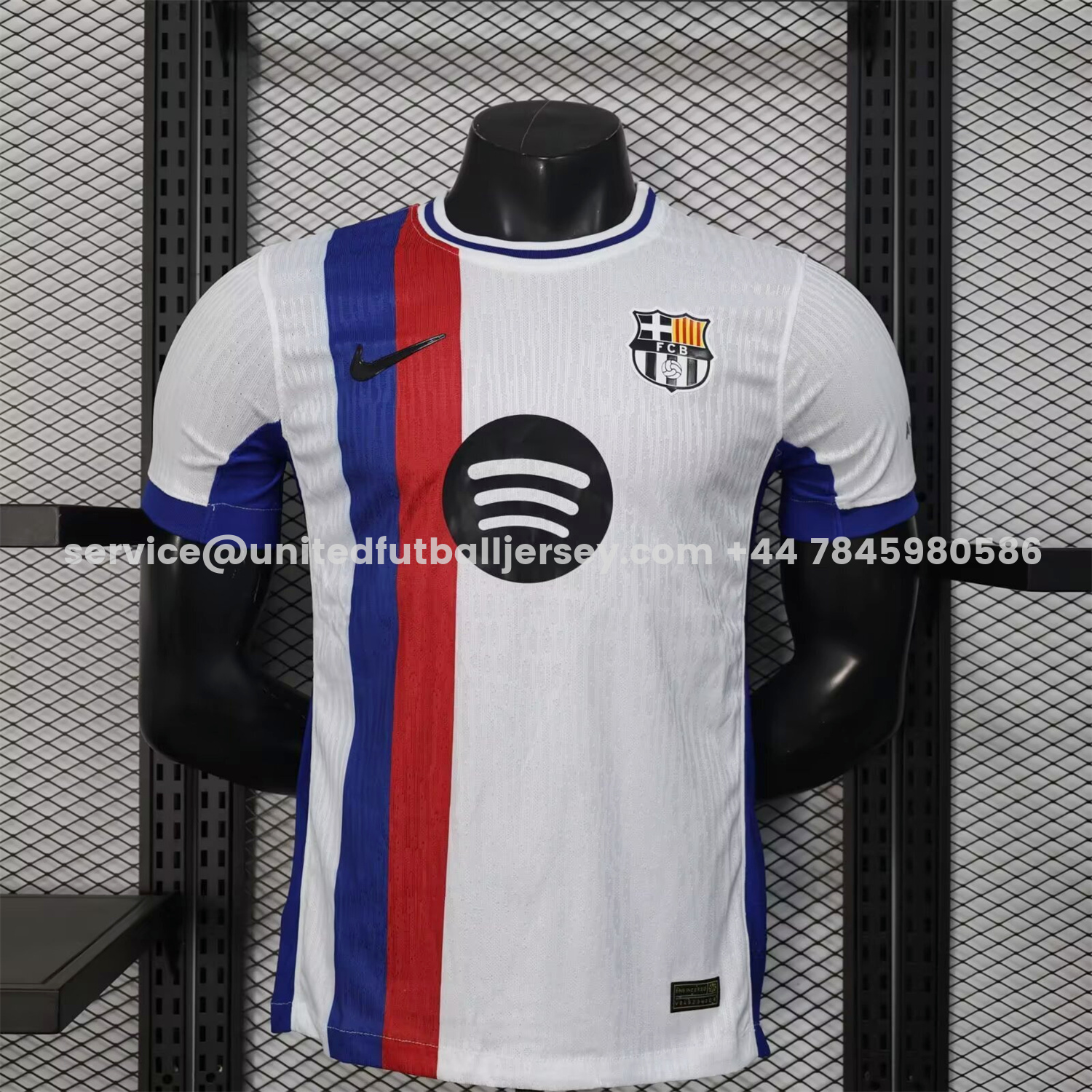 unitedfutballjersey-Barcelona 25-26 Red And Blue Vertical Stripes Special White Jersey - Player Version