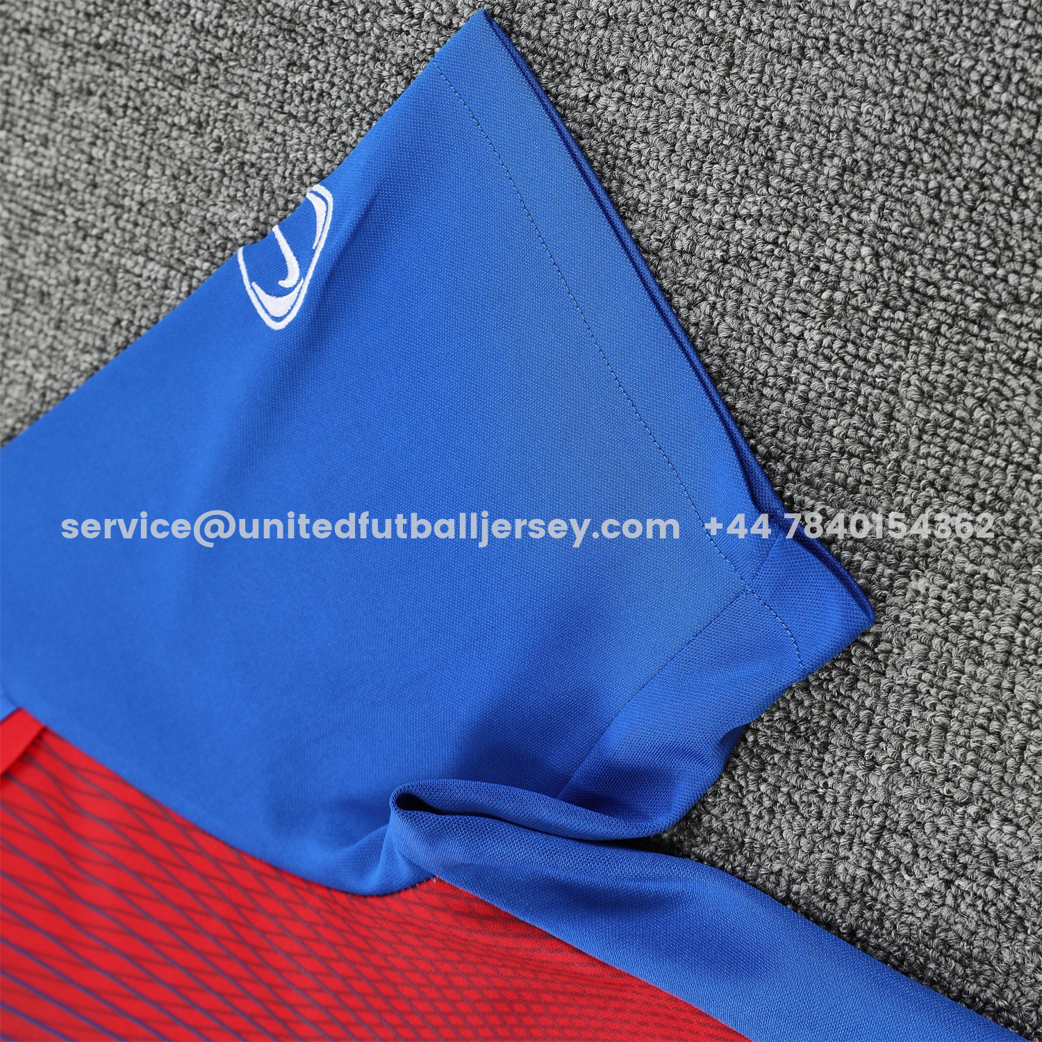 unitedfutballjersey-Paris Saint-Germain PSG 25-26 Short-Sleeve Training Set - Red And Blue Lines Top & Blue Shorts