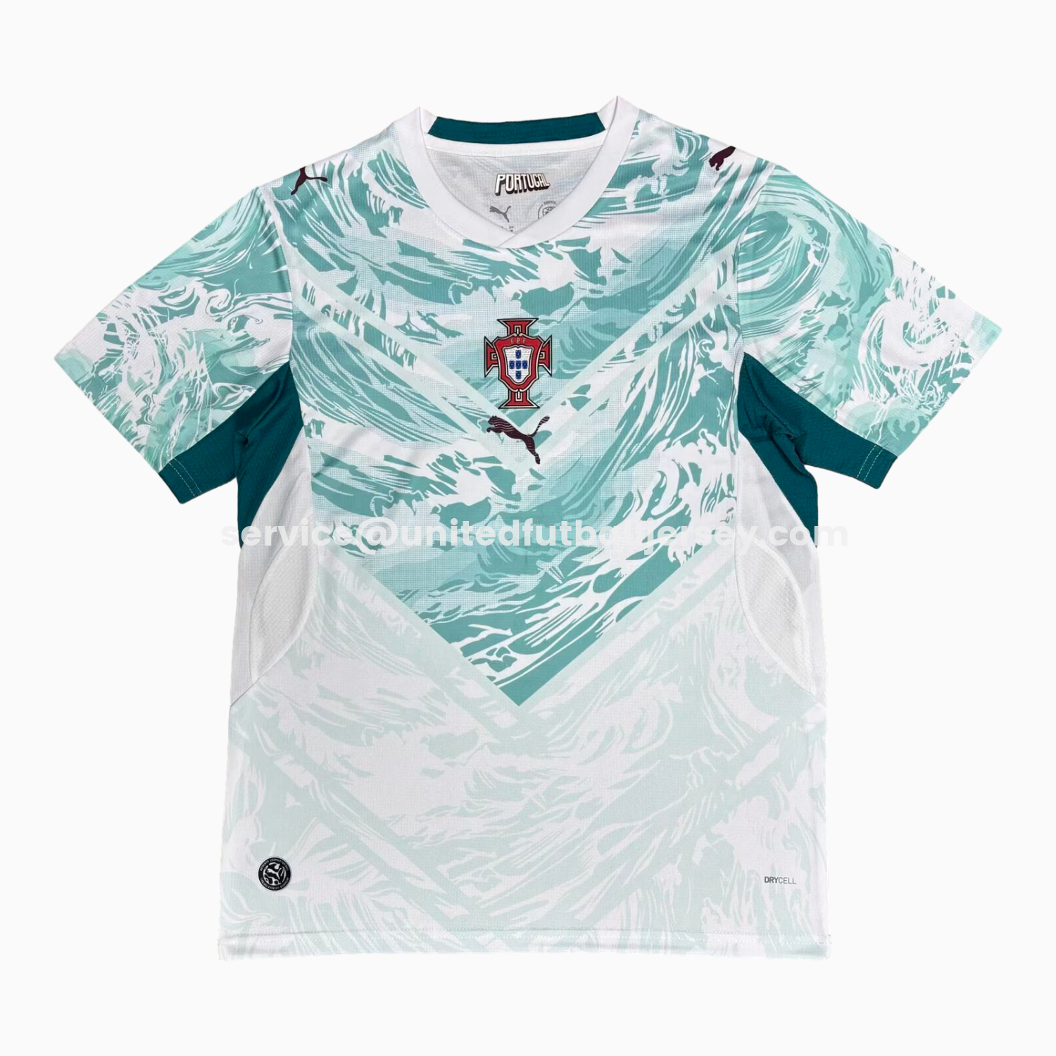 unitedfutballjersey-Portugal 2026 Away White And Cyan Jersey - Fans Version