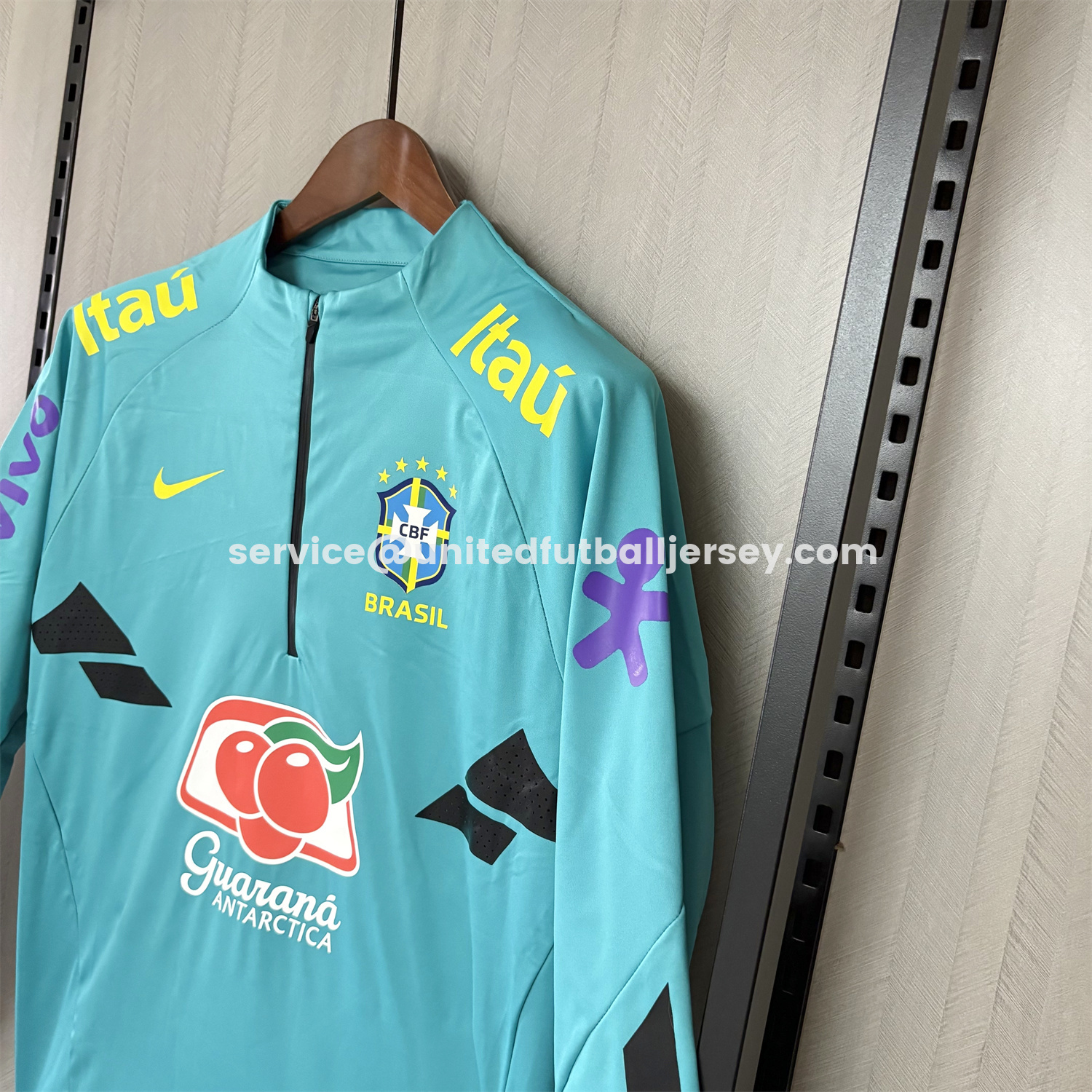 unitedfutballjersey-Retro Brazil 2022 Pre-Match Cyan Unsponsored Windbreaker
