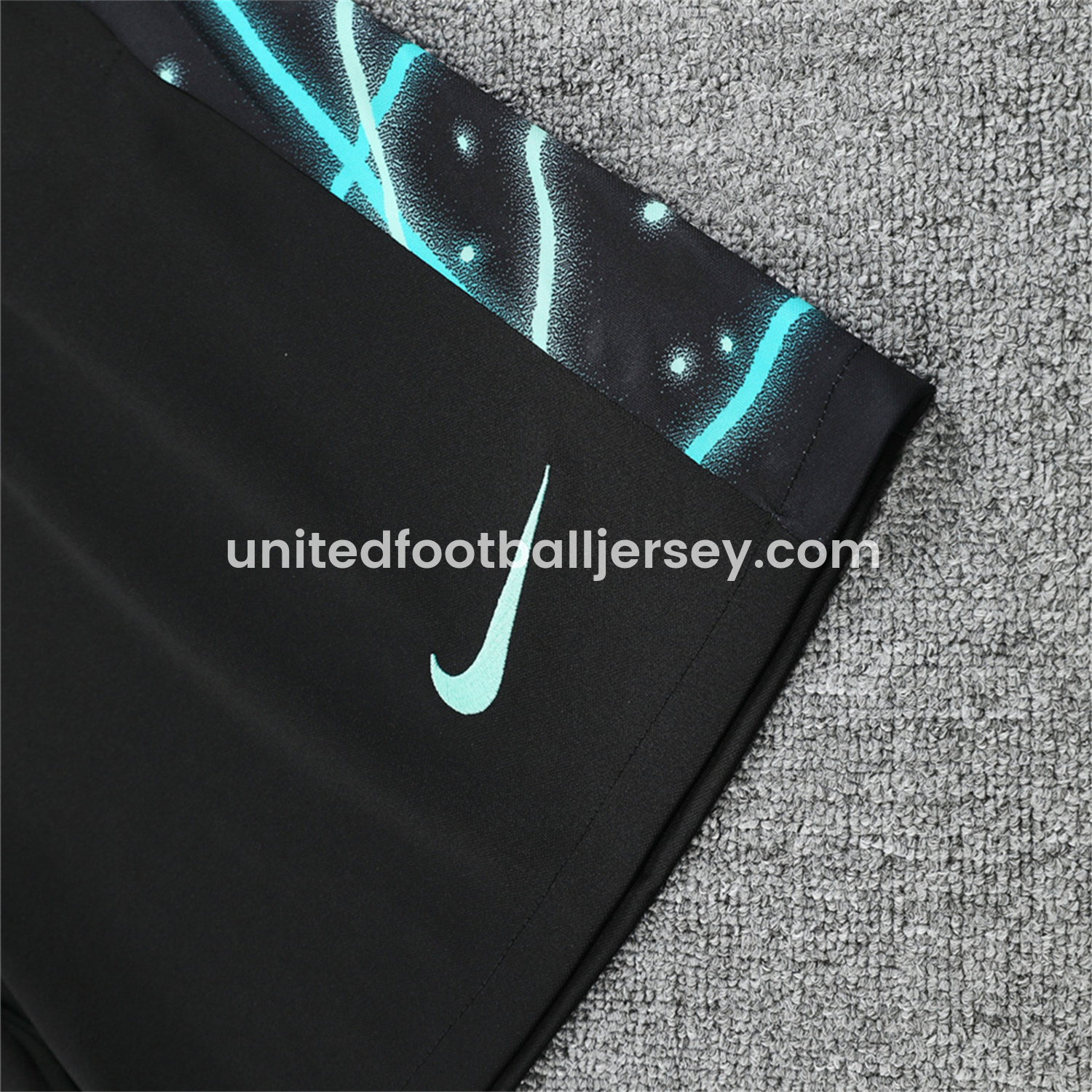 unitedfutballjersey-Inter Milan 25-26 Short-Sleeve Training Set - Blue Fluorescent Rays Black Top & Black Shorts