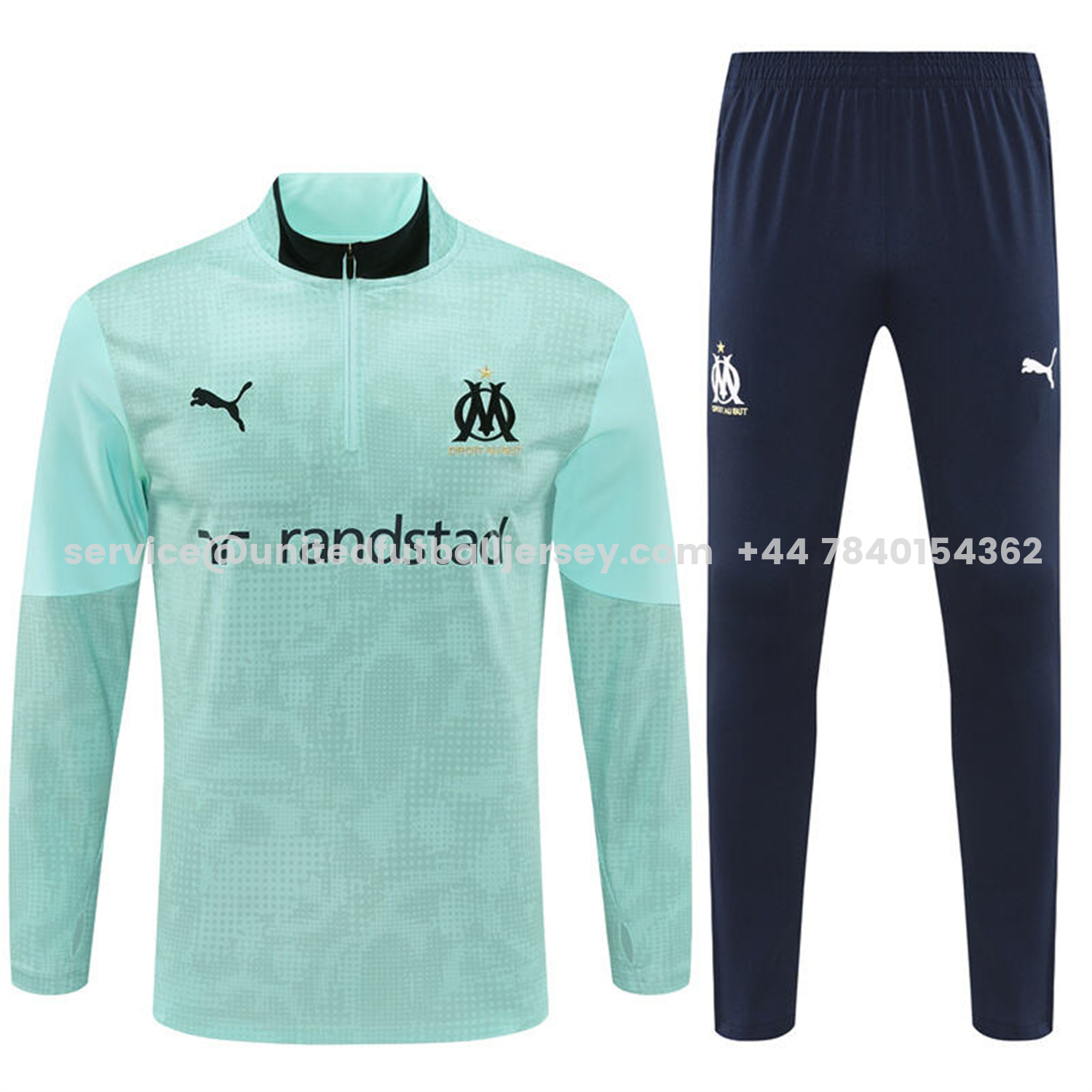 unitedfutballjersey-Marseille 25-26 Kids Long Sleeve Training Set - Nattierblue Top & Deep Blue Pants