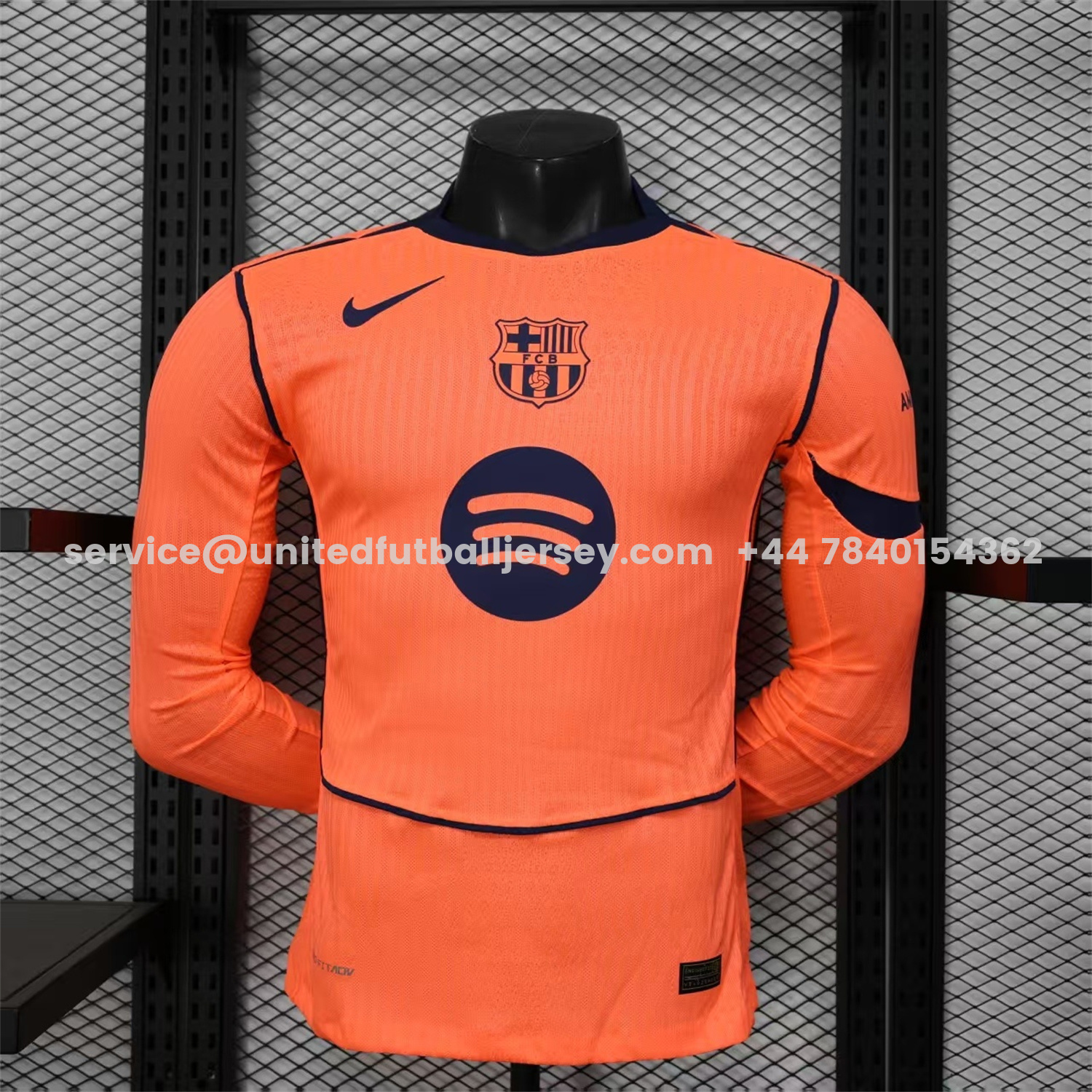 unitedfutballjersey-Barcelona 25-26 Third Orange Long Sleeves Jersey - Player Version
