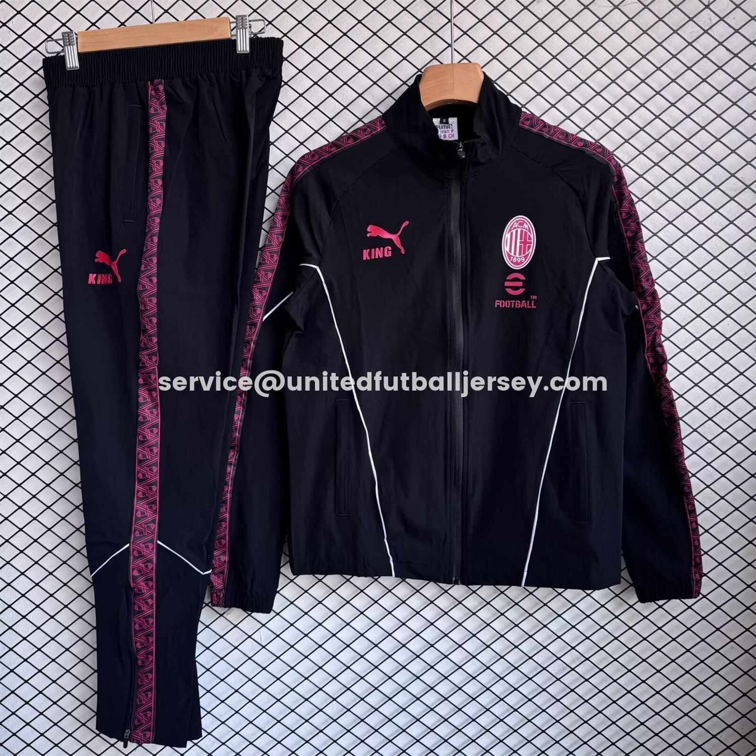 unitedfutballjersey-AC Milan 25-26 Windbreaker Training Set - Red Black Top and Pants