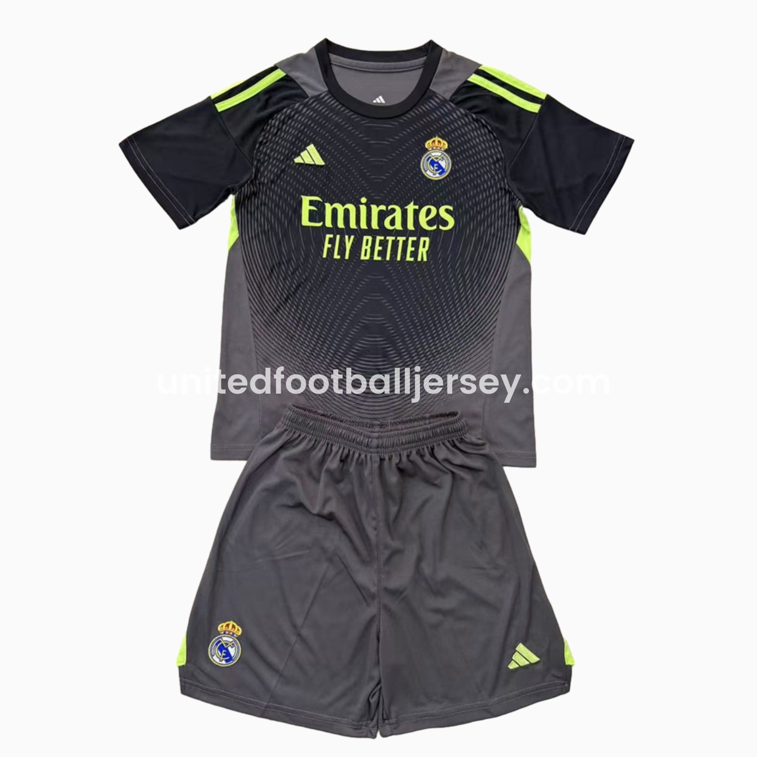 unitedfutballjersey-Real Madrid 25-26 Grey Black Goalkeeper Men's Adult Jersey Set - Fans Version