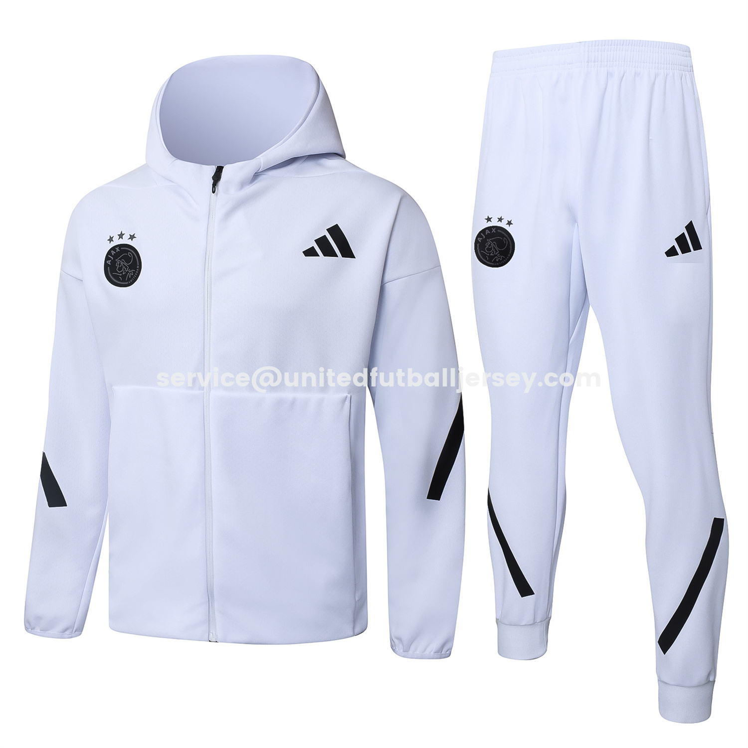 unitedfutballjersey-Ajax 25-26 Training Hoodie Set - White Hoodie and White Pants