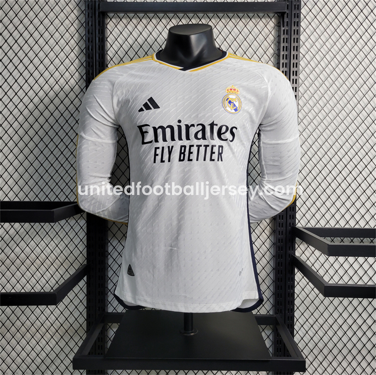unitedfutballjersey-Retro Real Madrid 2023-24 Home Long Sleeves Jersey - Player Version