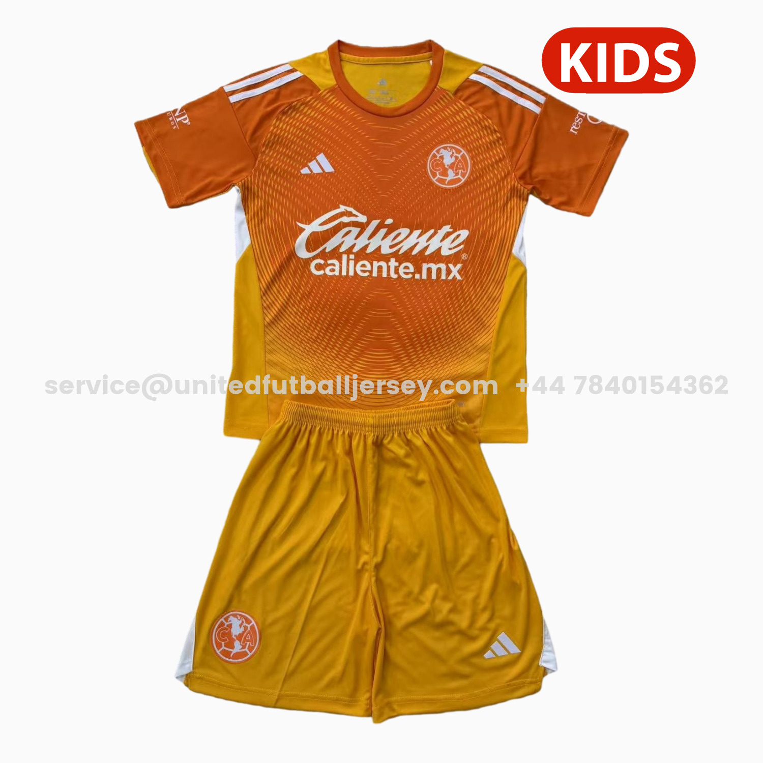unitedfutballjersey-Club América 25-26 Orange Goalkeeper Kids Kit