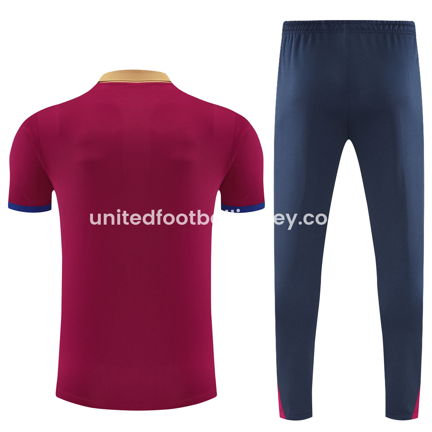 unitedfutballjersey-Barcelona 25-26 POLO Short-Sleeve Training Set - Deep Red Top and Black Pants