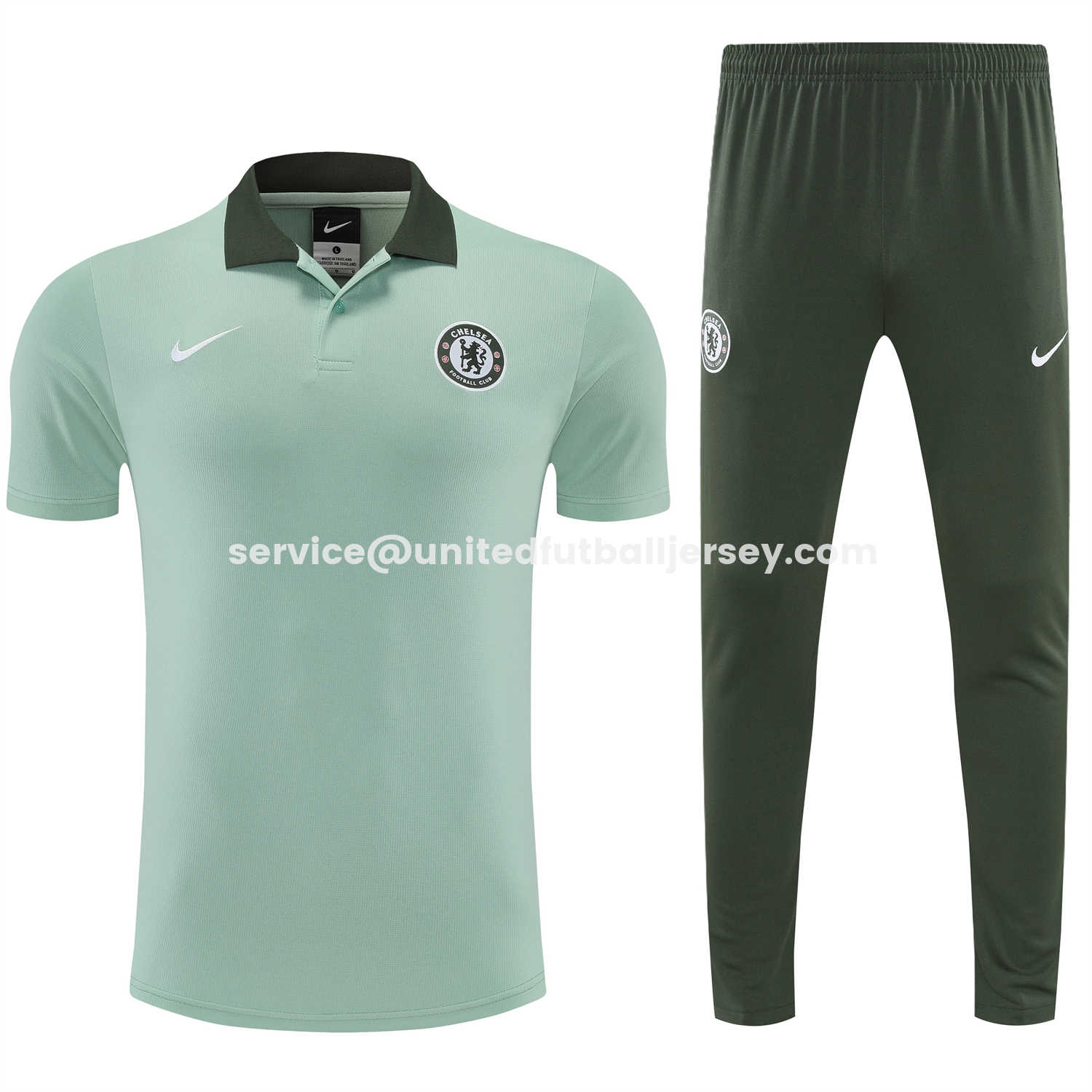 unitedfutballjersey-C.H.E.L.S.E.A 25-26 POLO Short-Sleeve Training Set - Light Green Top and Dark Green Pants