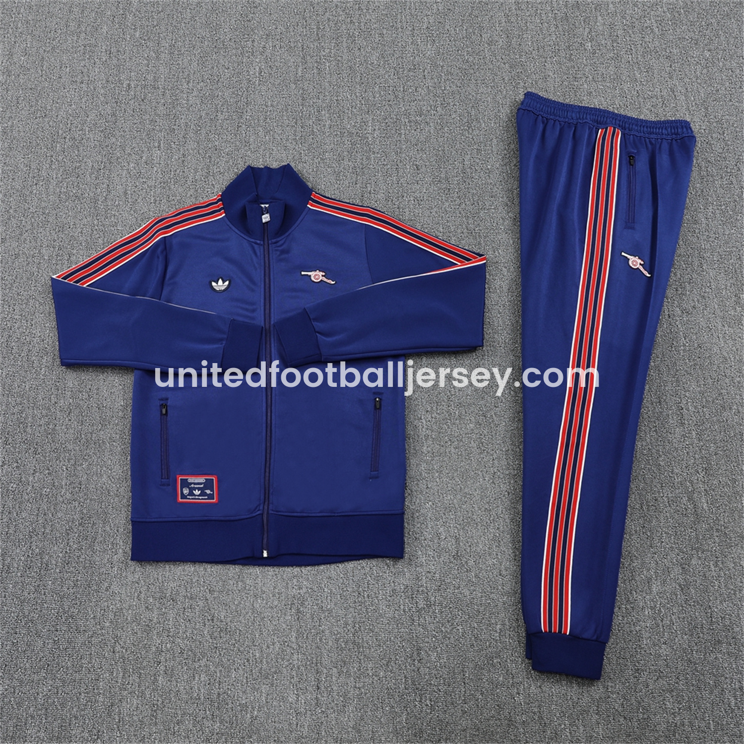 unitedfutballjersey-Arsenal 25-26 Throwback Trefoil Jacket Training Tracksuit - Royal Blue Jackets & Pants