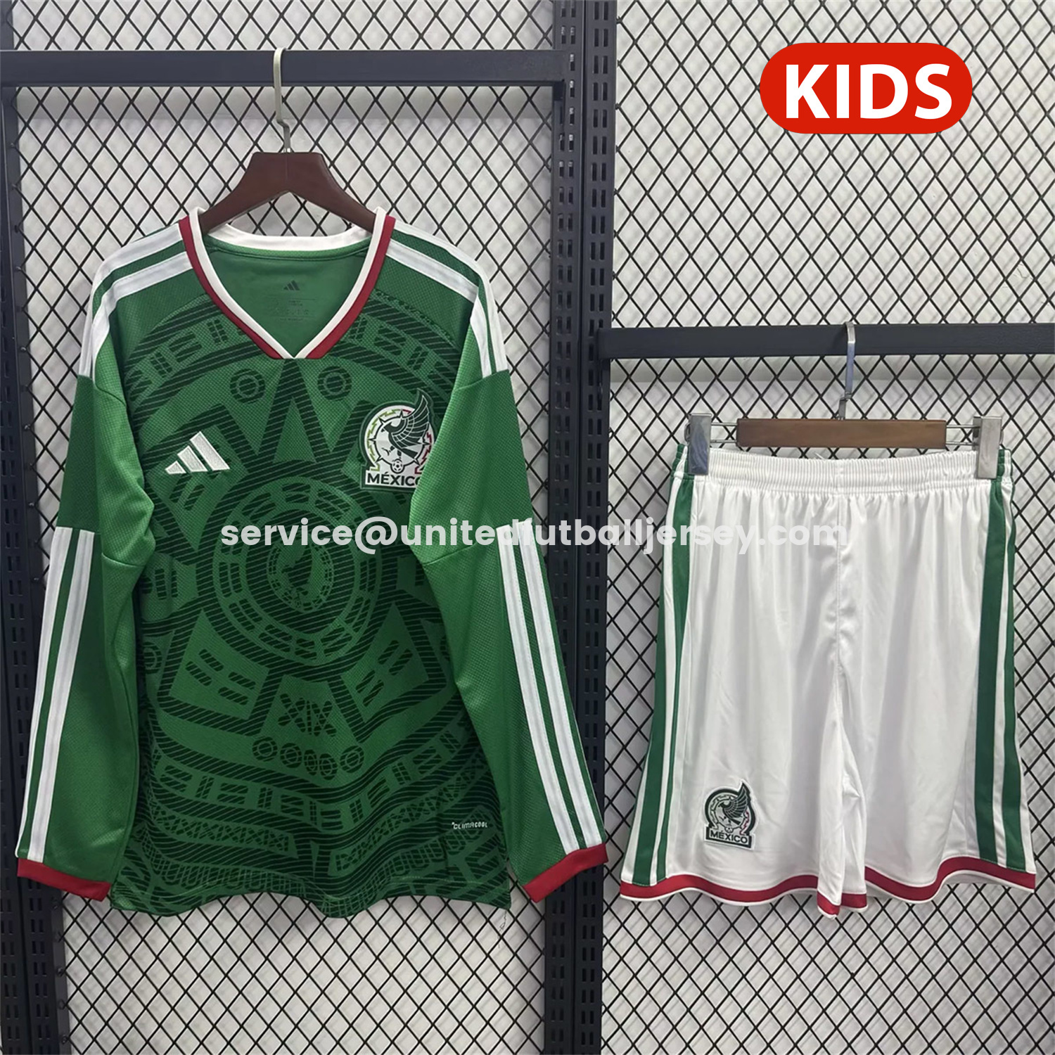 unitedfutballjersey-Mexico 2026 Home Long Sleeves Kids Kit