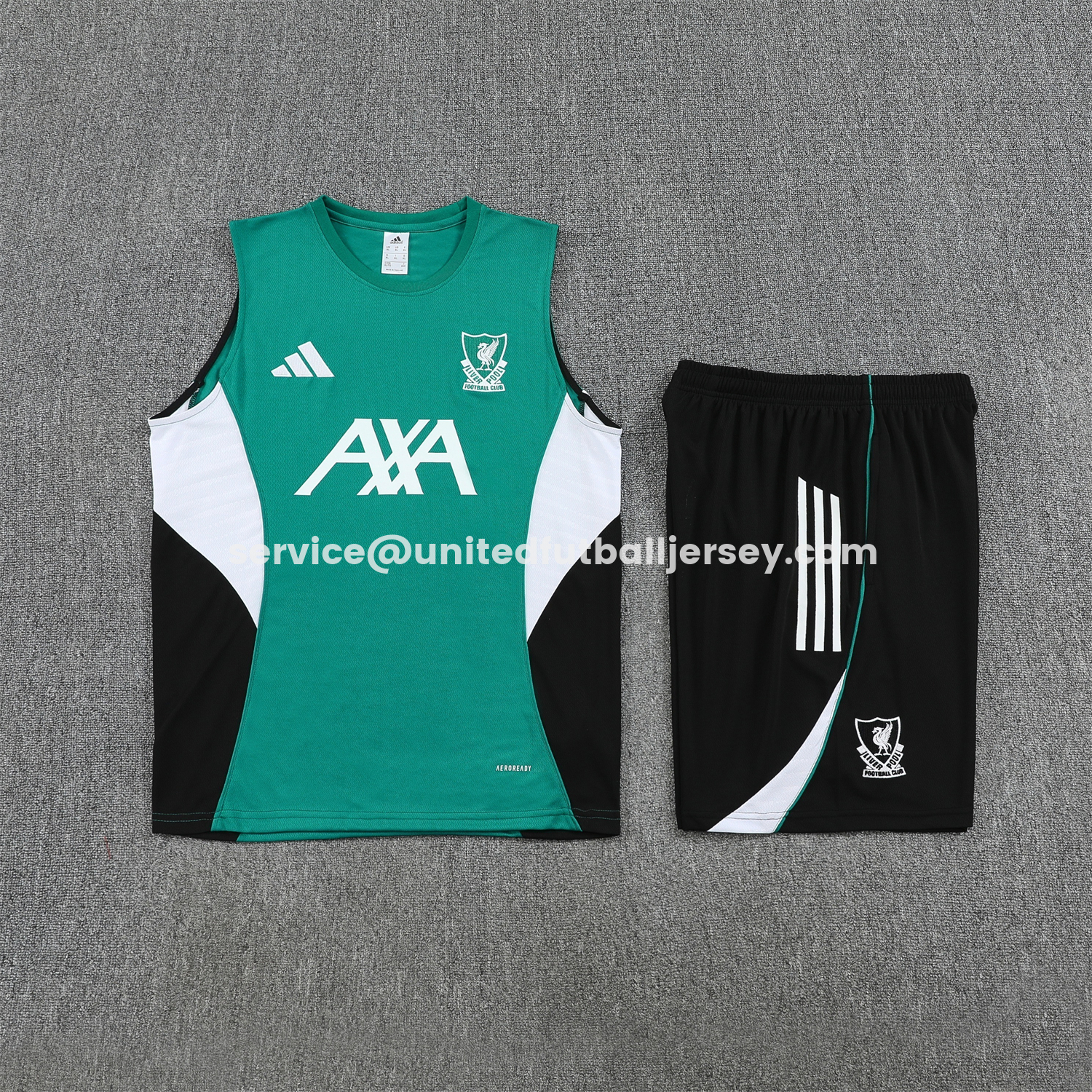 unitedfutballjersey-Liver.pool 25-26 Vest Training Set - Green Vest & Black Shorts